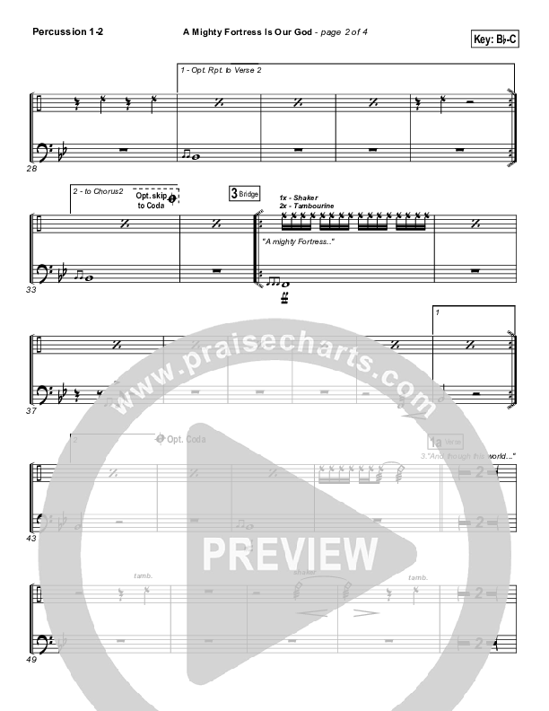 A Mighty Fortress Is Our God Percussion (PraiseCharts Band / Arr. Daniel Galbraith)