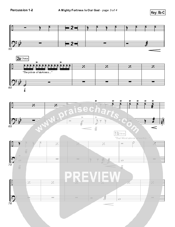 A Mighty Fortress Is Our God Percussion (PraiseCharts Band / Arr. Daniel Galbraith)