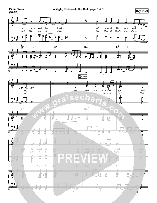 A Mighty Fortress Is Our God Piano/Vocal (SATB) (PraiseCharts Band / Arr. Daniel Galbraith)