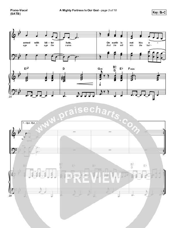 A Mighty Fortress Is Our God Piano/Vocal (SATB) (PraiseCharts Band / Arr. Daniel Galbraith)