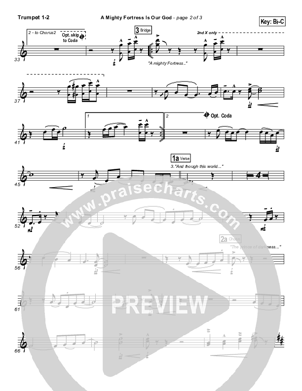 A Mighty Fortress Is Our God Trumpet 1,2 (PraiseCharts Band / Arr. Daniel Galbraith)