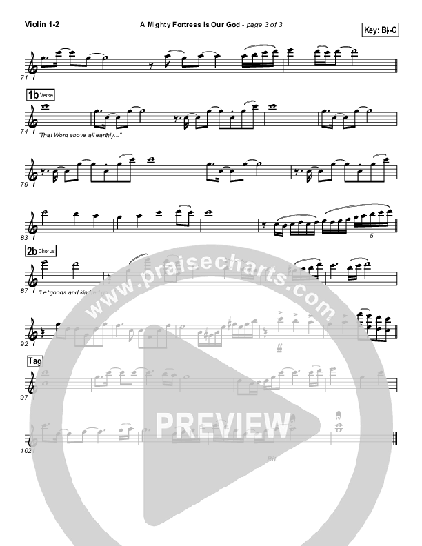 A Mighty Fortress Is Our God Violin 1/2 (PraiseCharts Band / Arr. Daniel Galbraith)