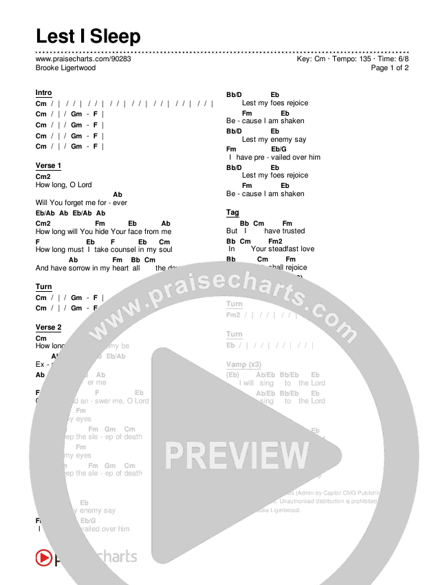Lest I Sleep Chords & Lyrics (Brooke Ligertwood)