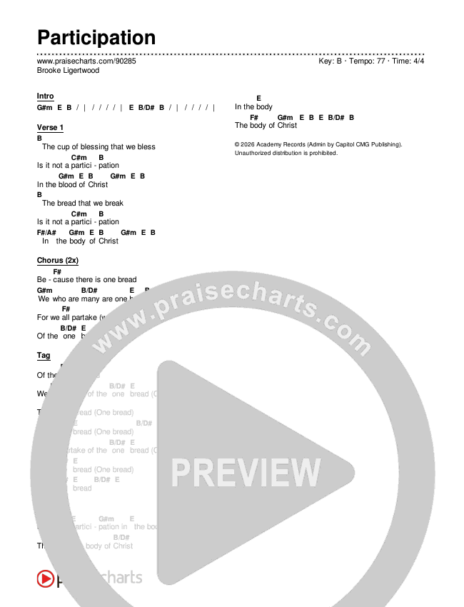 Participation Chords & Lyrics (Brooke Ligertwood)