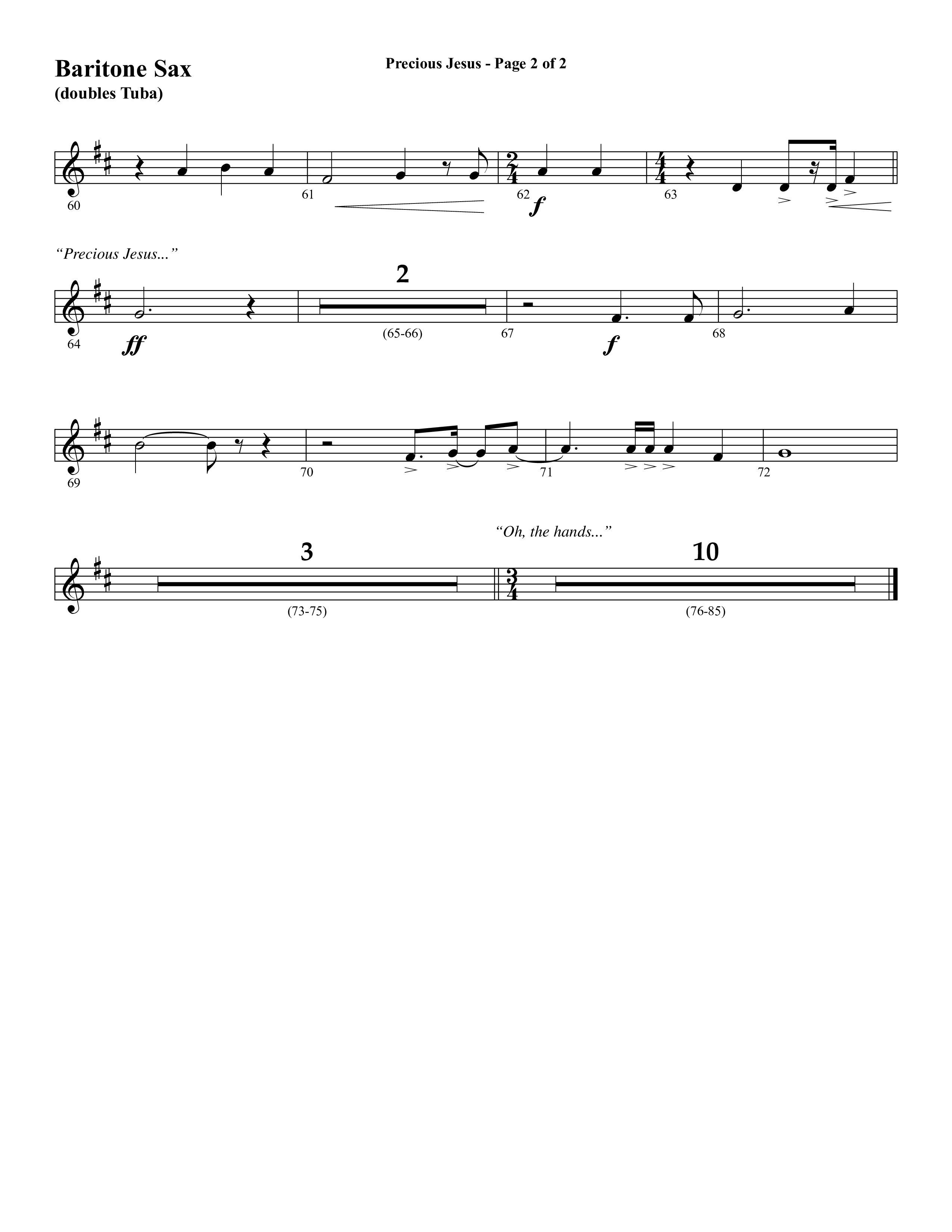 Precious Jesus (with Tis So Sweet To Trust In Jesus) (Choral Anthem SATB) Bari Sax (Word Music Choral / Arr. Daniel Semsen)