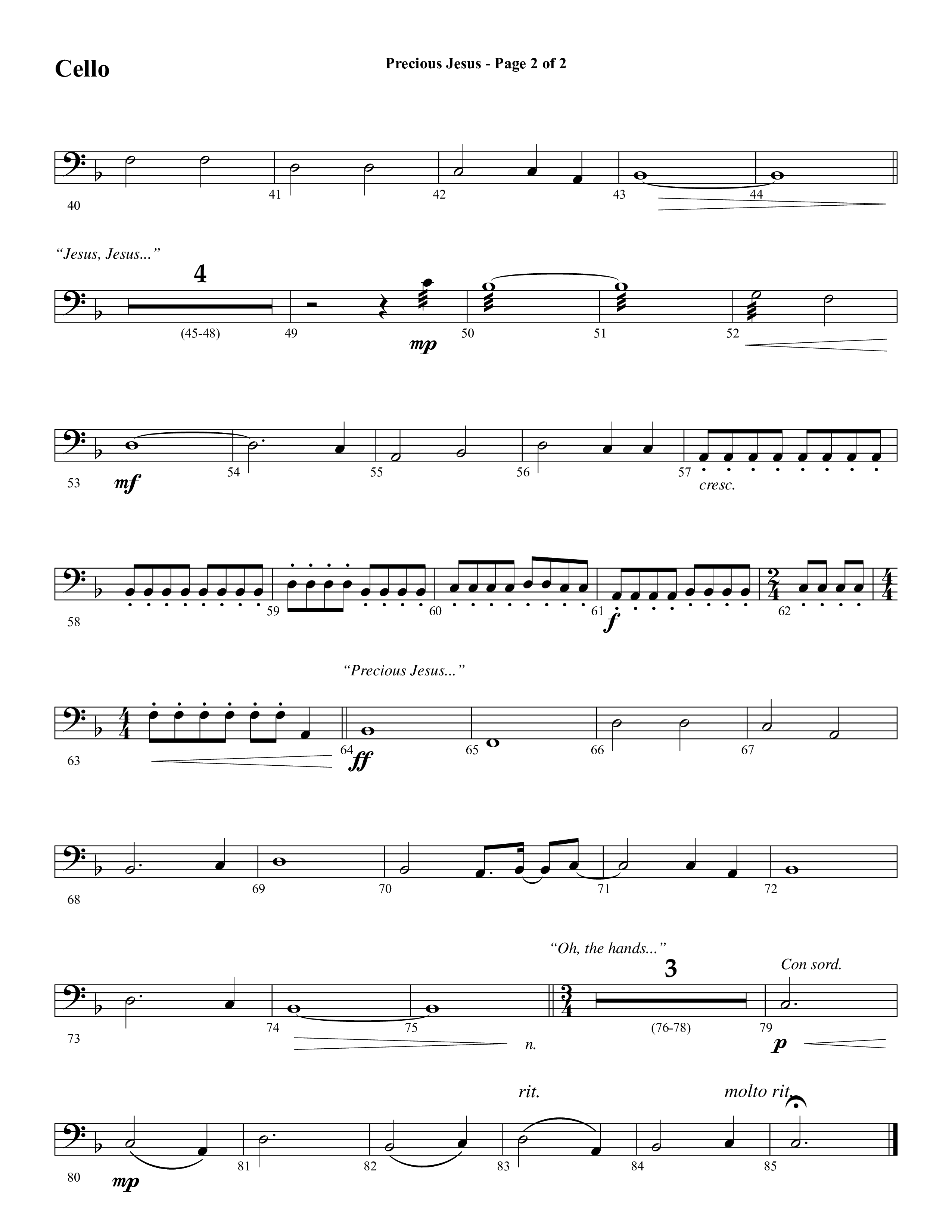 Precious Jesus (with Tis So Sweet To Trust In Jesus) (Choral Anthem SATB) Cello (Word Music Choral / Arr. Daniel Semsen)