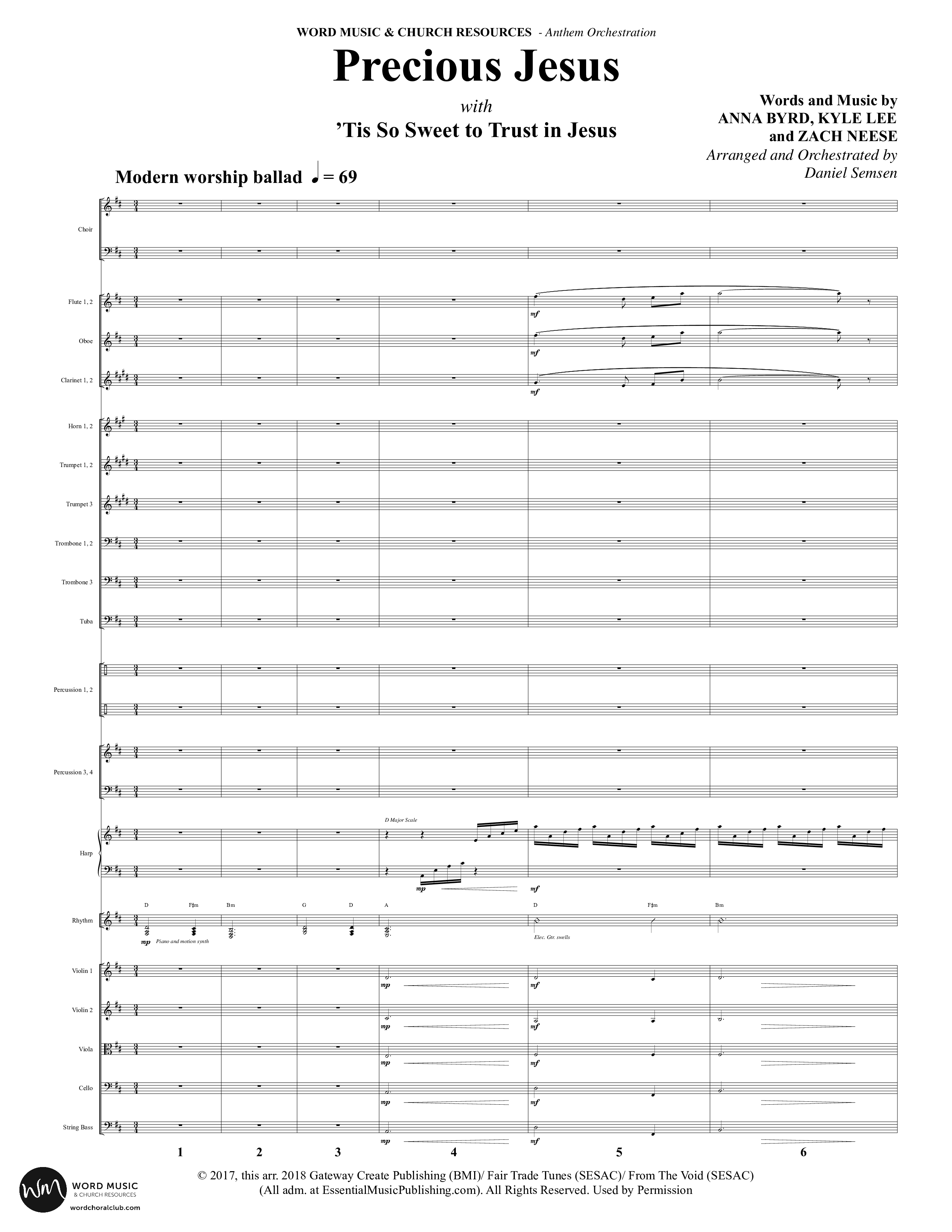 Precious Jesus (with Tis So Sweet To Trust In Jesus) (Choral Anthem SATB) Conductor's Score (Word Music Choral / Arr. Daniel Semsen)