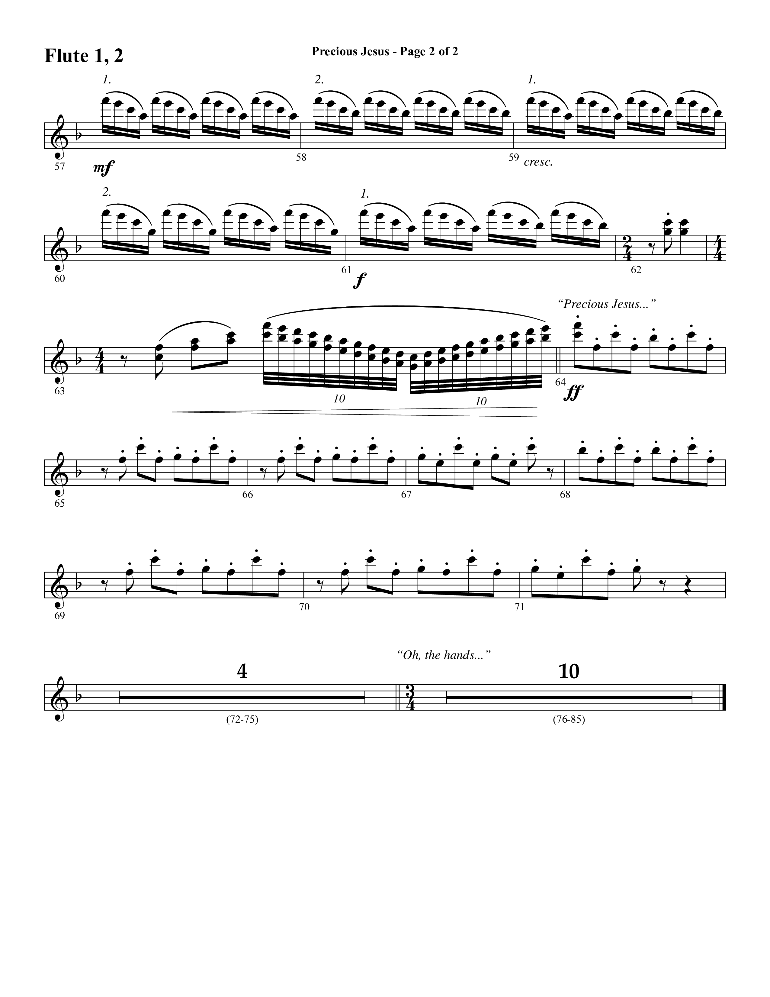 Precious Jesus (with Tis So Sweet To Trust In Jesus) (Choral Anthem SATB) Flute 1/2 (Word Music Choral / Arr. Daniel Semsen)