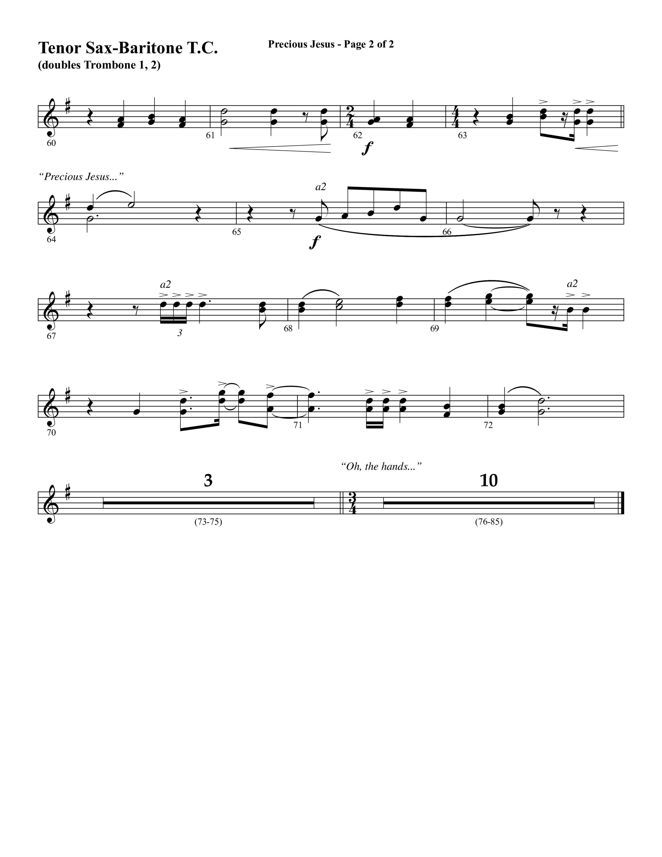 Precious Jesus (with Tis So Sweet To Trust In Jesus) (Choral Anthem SATB) Tenor Sax/Baritone T.C. (Word Music Choral / Arr. Daniel Semsen)