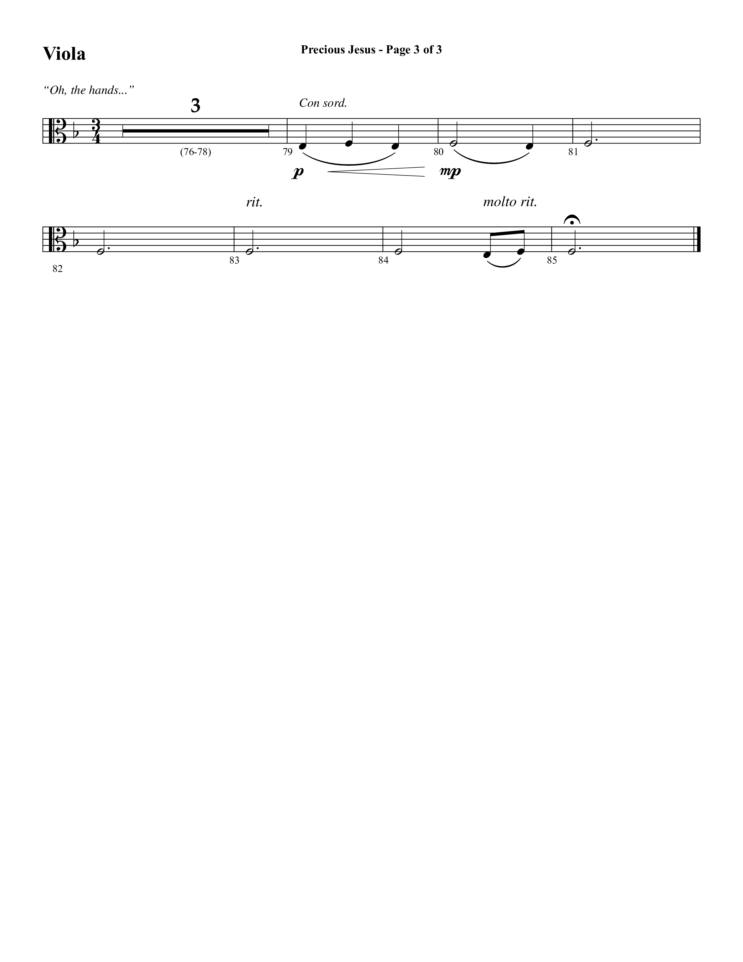 Precious Jesus (with Tis So Sweet To Trust In Jesus) (Choral Anthem SATB) Viola (Word Music Choral / Arr. Daniel Semsen)