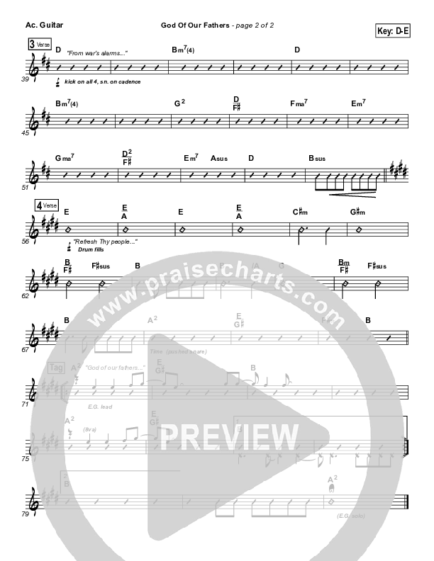 God Of Our Fathers Acoustic Guitar (PraiseCharts Band / Arr. Daniel Galbraith)