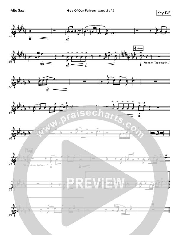 God Of Our Fathers Alto Sax (PraiseCharts Band / Arr. Daniel Galbraith)