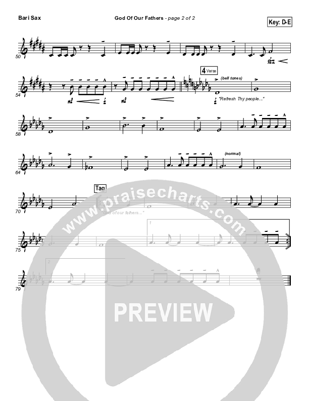 God Of Our Fathers Bari Sax (PraiseCharts Band / Arr. Daniel Galbraith)