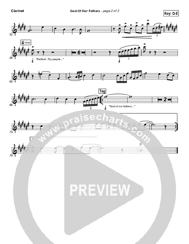 God Of Our Fathers Clarinet (PraiseCharts Band / Arr. Daniel Galbraith)