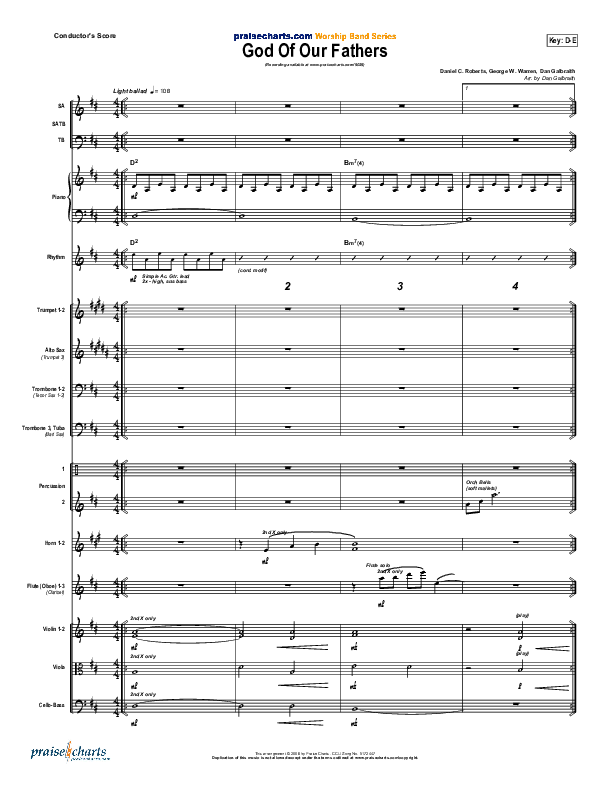 God Of Our Fathers Orchestration (PraiseCharts Band / Arr. Daniel Galbraith)