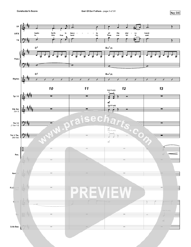 God Of Our Fathers Conductor's Score (PraiseCharts Band / Arr. Daniel Galbraith)