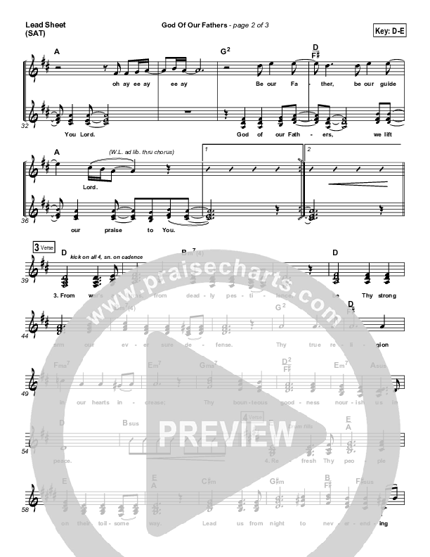 God Of Our Fathers Lead Sheet (PraiseCharts Band / Arr. Daniel Galbraith)