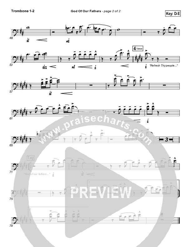 God Of Our Fathers Trombone 1/2 (PraiseCharts Band / Arr. Daniel Galbraith)