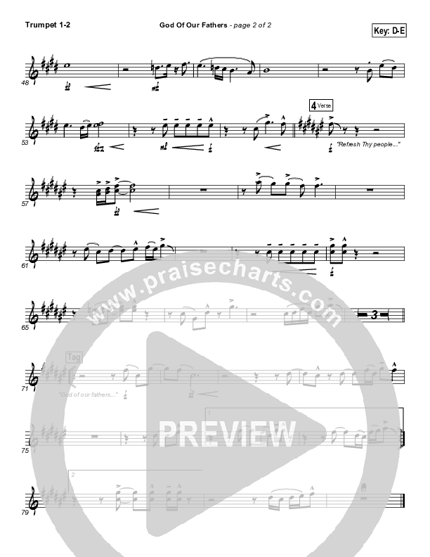 God Of Our Fathers Trumpet 1,2 (PraiseCharts Band / Arr. Daniel Galbraith)