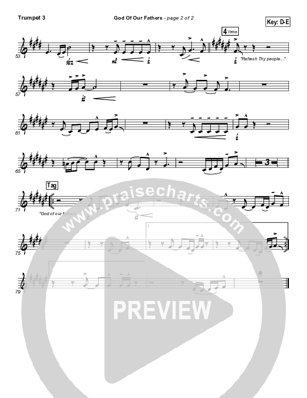 God Of Our Fathers Trumpet 3 (PraiseCharts Band / Arr. Daniel Galbraith)