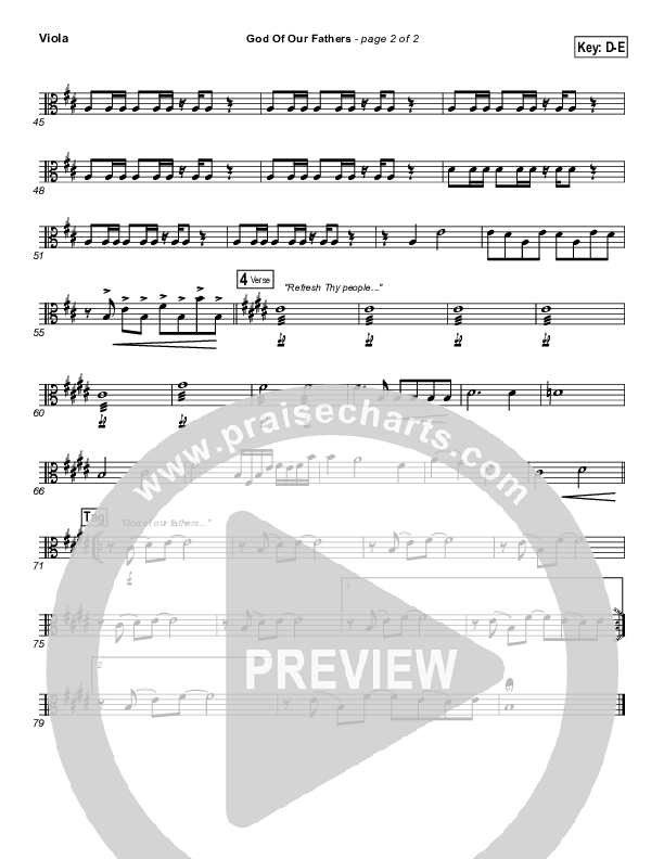 God Of Our Fathers Viola (PraiseCharts Band / Arr. Daniel Galbraith)