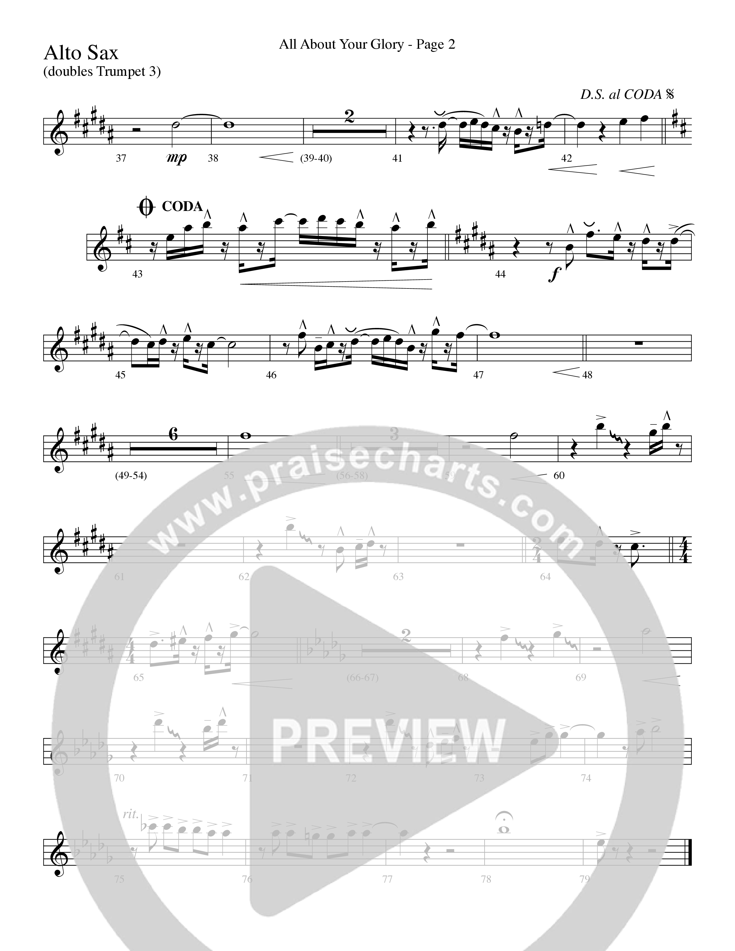 All About Your Glory (Choral Anthem SATB) Alto Sax 1/2 (Word Music Choral / Bradley Knight / Regi Stone)