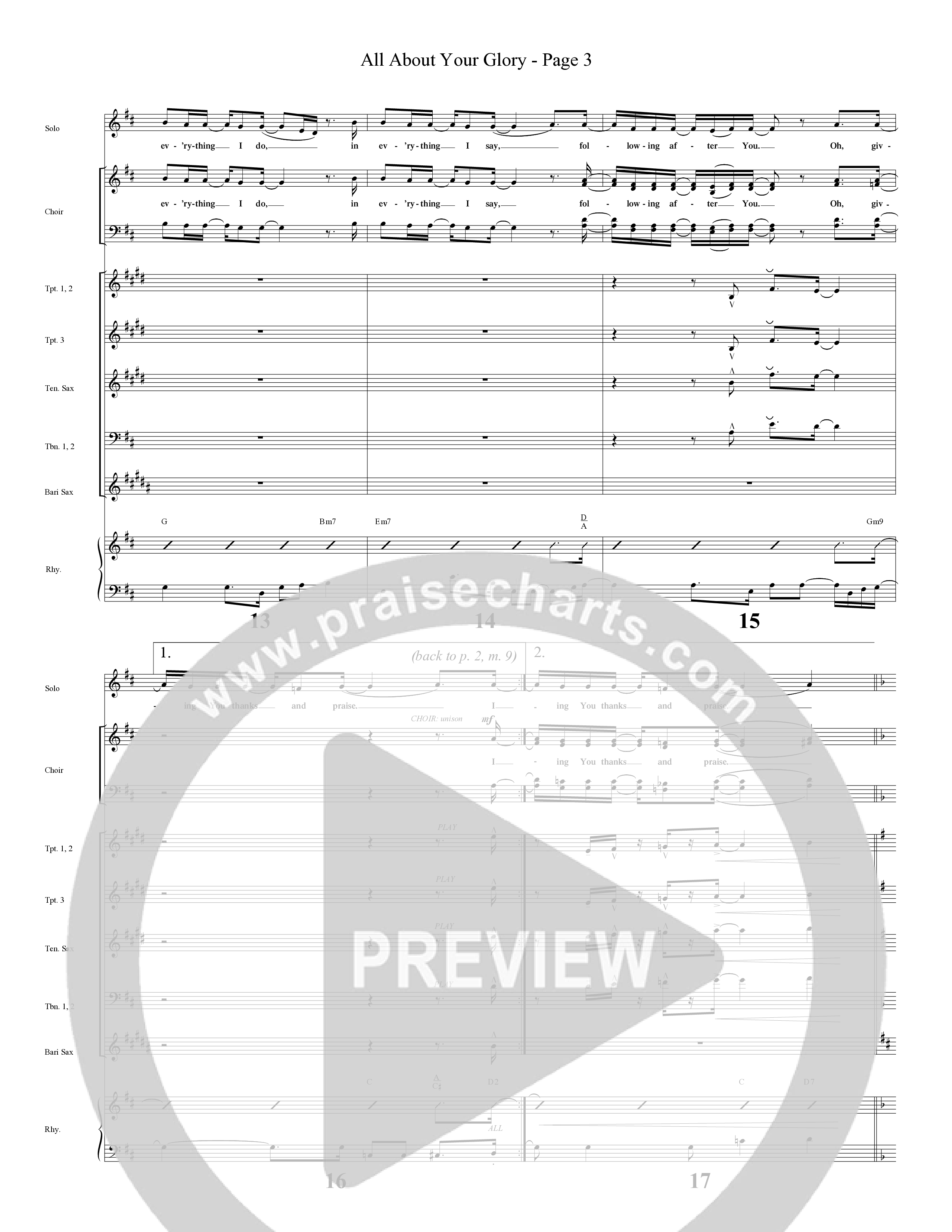 All About Your Glory (Choral Anthem SATB) Orchestration (Word Music Choral / Bradley Knight / Regi Stone)