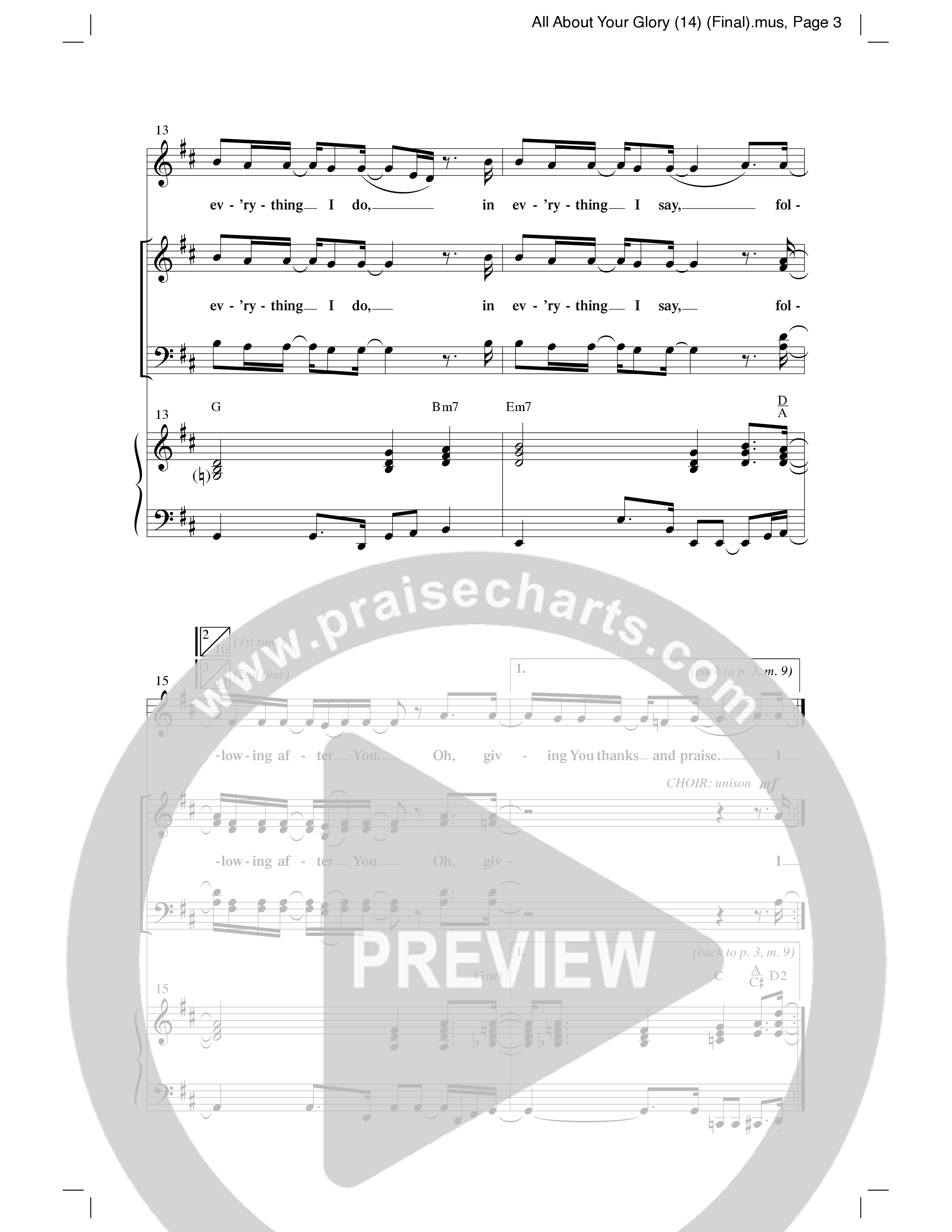 All About Your Glory (Choral Anthem SATB) Anthem (SATB/Piano) (Word Music Choral / Bradley Knight / Regi Stone)