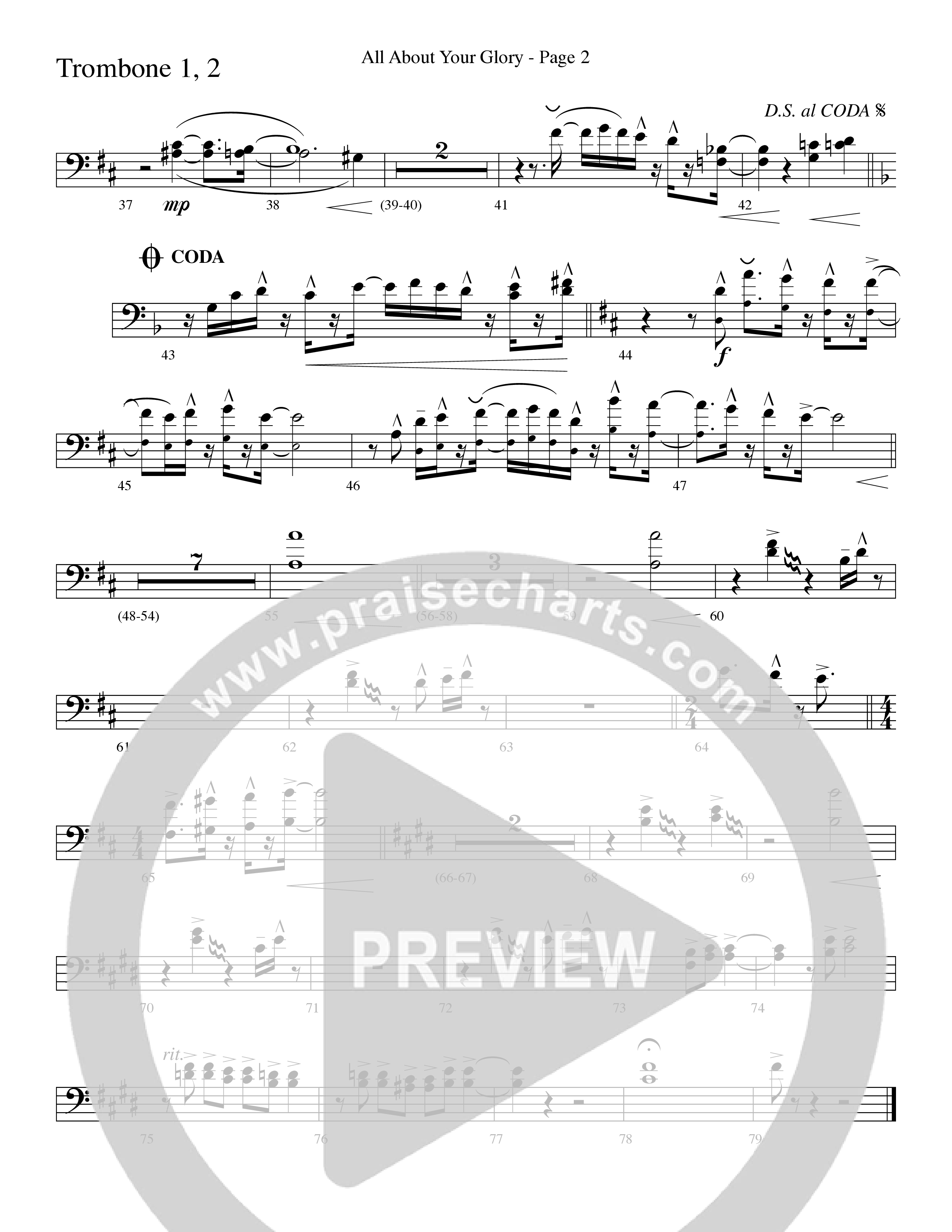 All About Your Glory (Choral Anthem SATB) Trombone 1/2 (Word Music Choral / Bradley Knight / Regi Stone)
