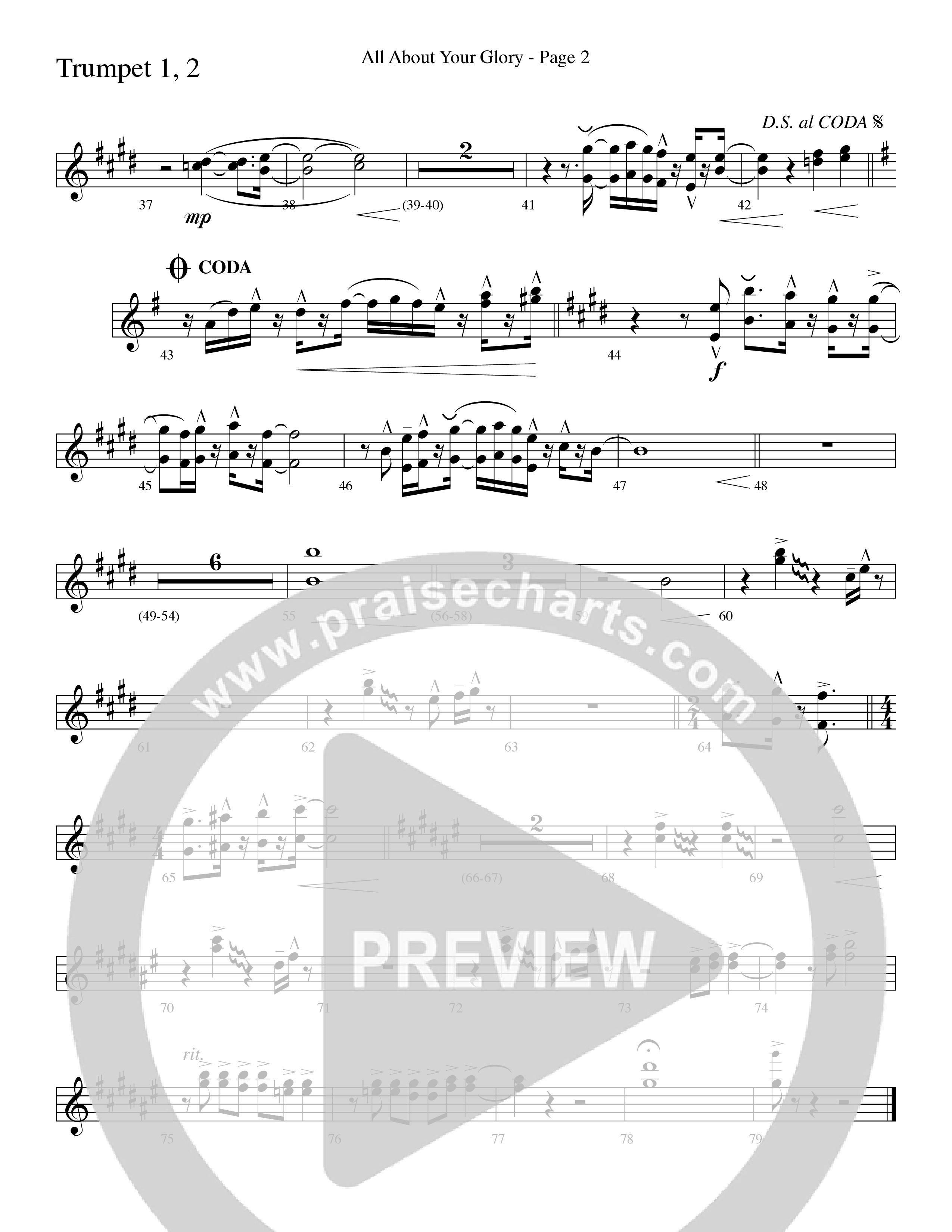 All About Your Glory (Choral Anthem SATB) Trumpet 1,2 (Word Music Choral / Bradley Knight / Regi Stone)