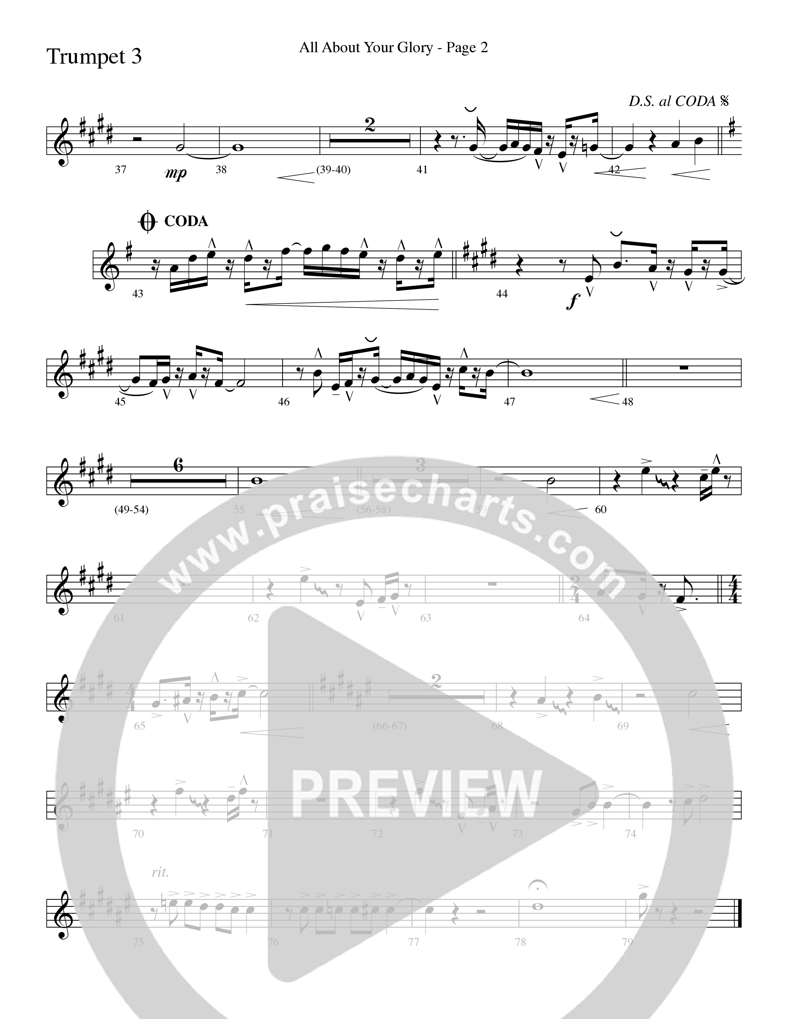 All About Your Glory (Choral Anthem SATB) Trumpet 3 (Word Music Choral / Bradley Knight / Regi Stone)