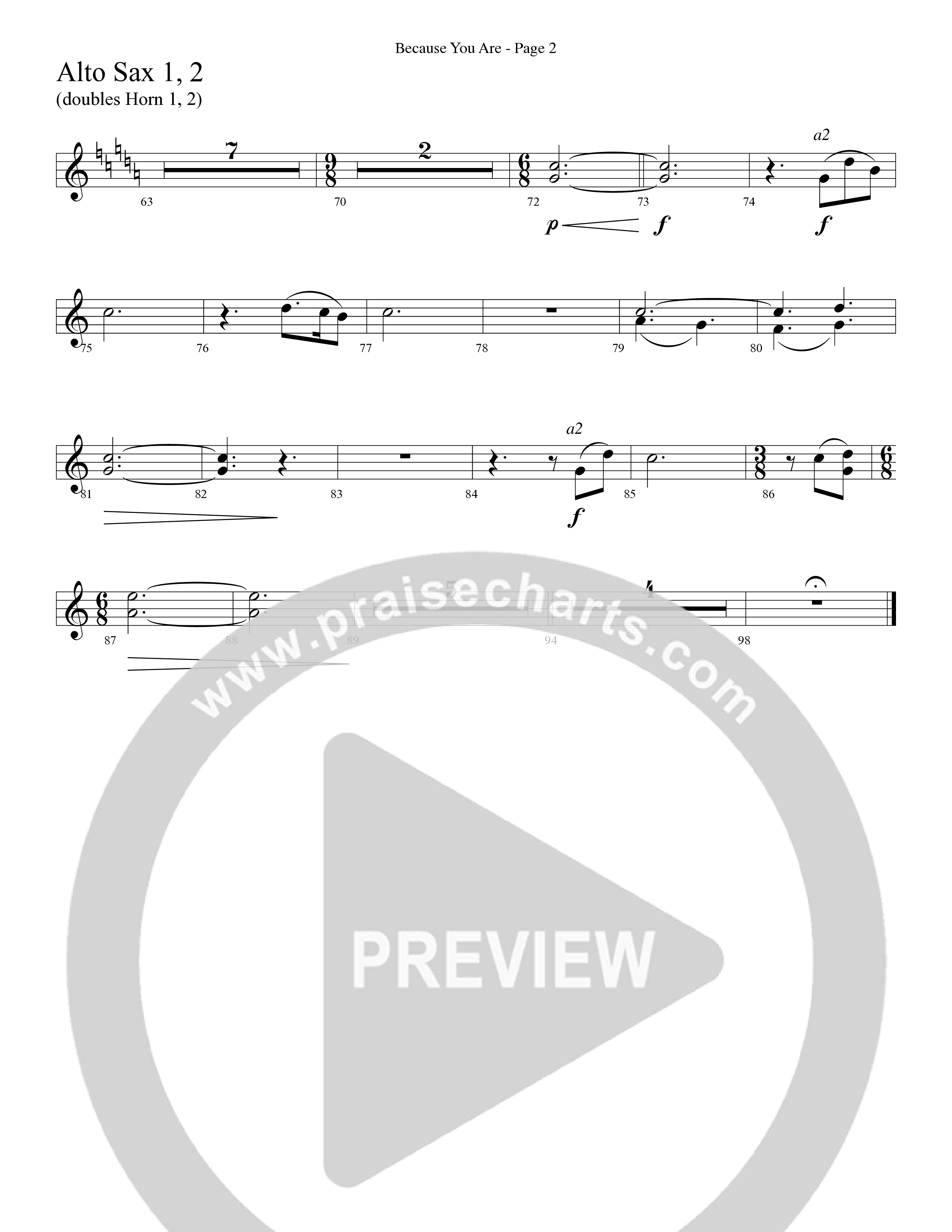 Because You Are (Choral Anthem SATB) Alto Sax 1/2 (Word Music Choral / Arr. Phillip Keveren)