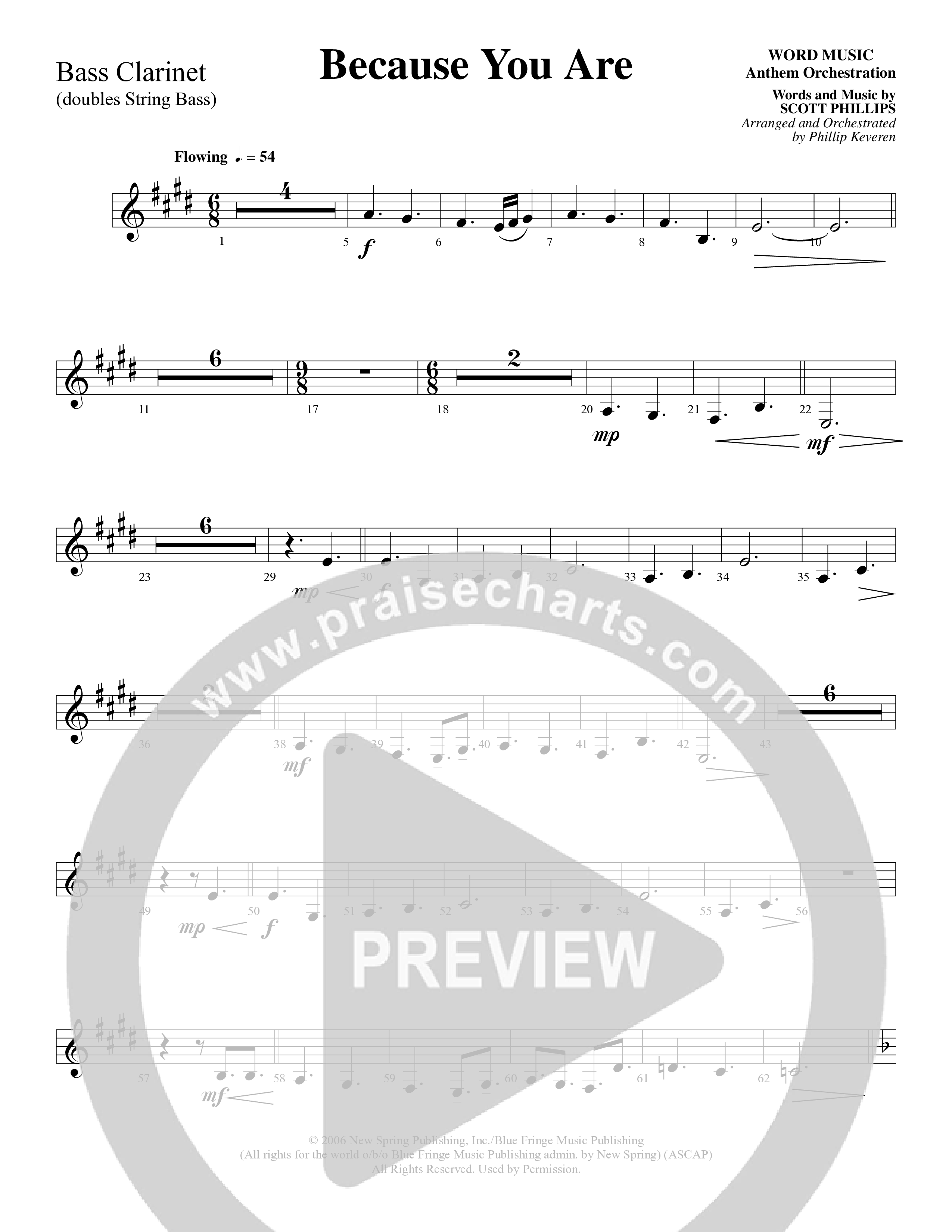 Because You Are (Choral Anthem SATB) Bass Clarinet (Word Music Choral / Arr. Phillip Keveren)