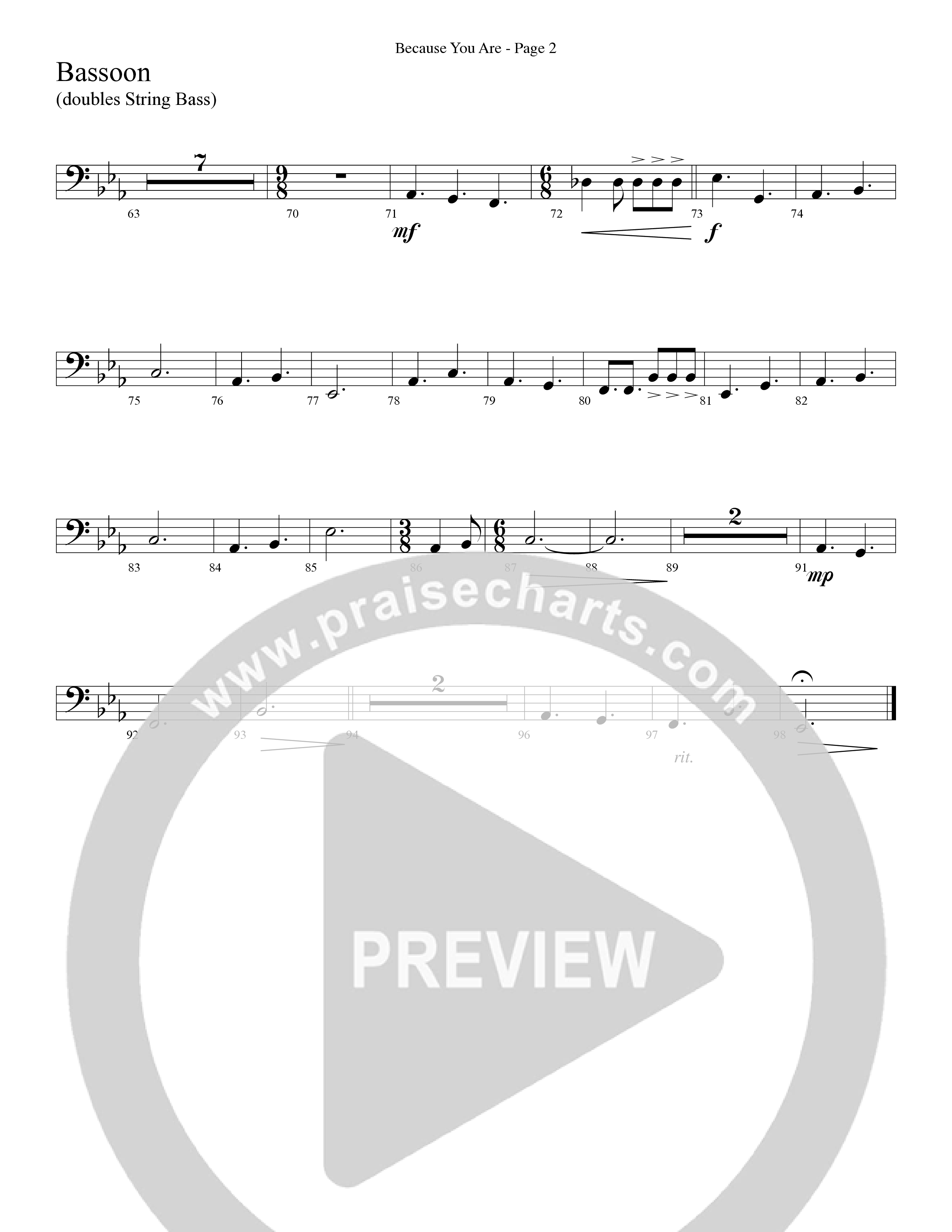 Because You Are (Choral Anthem SATB) Bassoon (Word Music Choral / Arr. Phillip Keveren)
