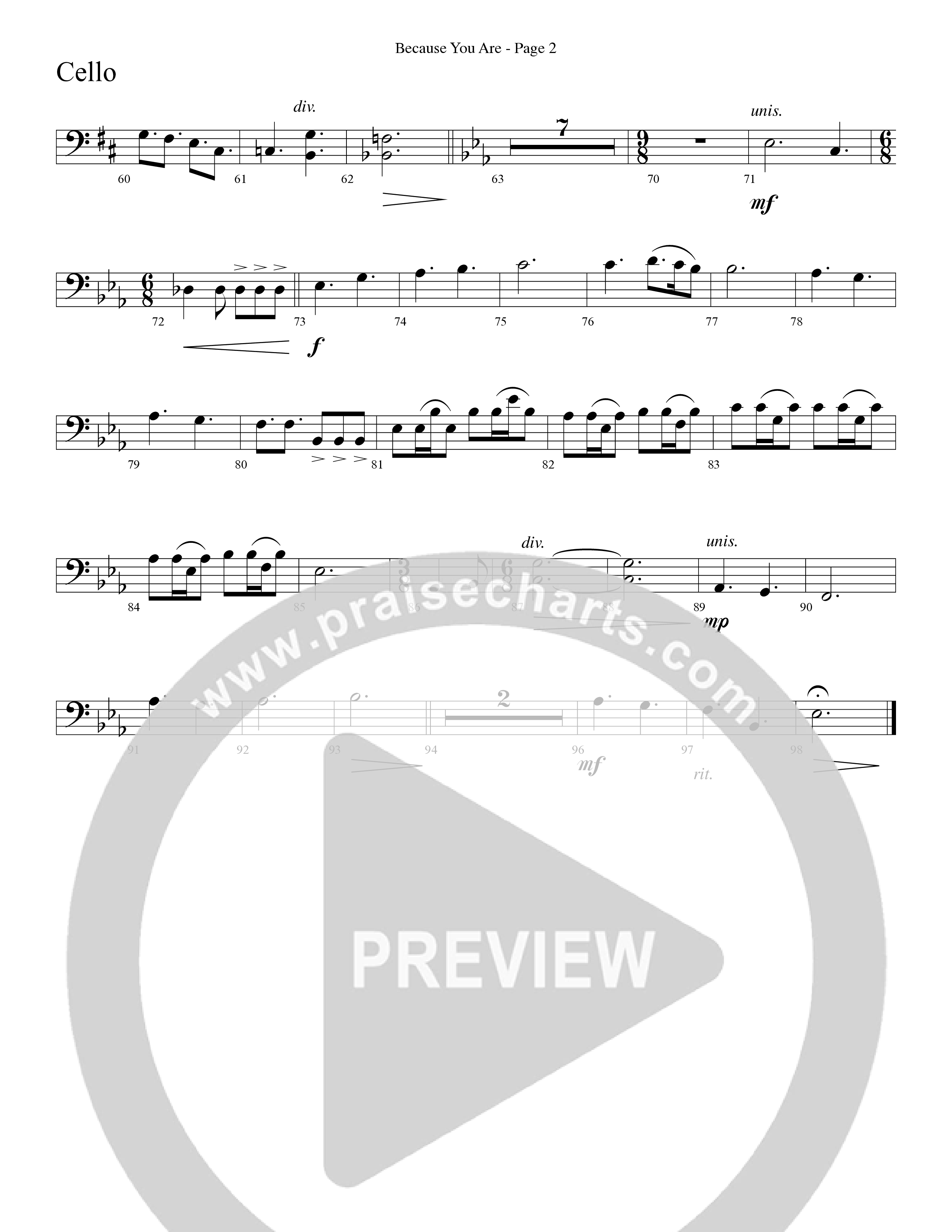 Because You Are (Choral Anthem SATB) Cello (Word Music Choral / Arr. Phillip Keveren)