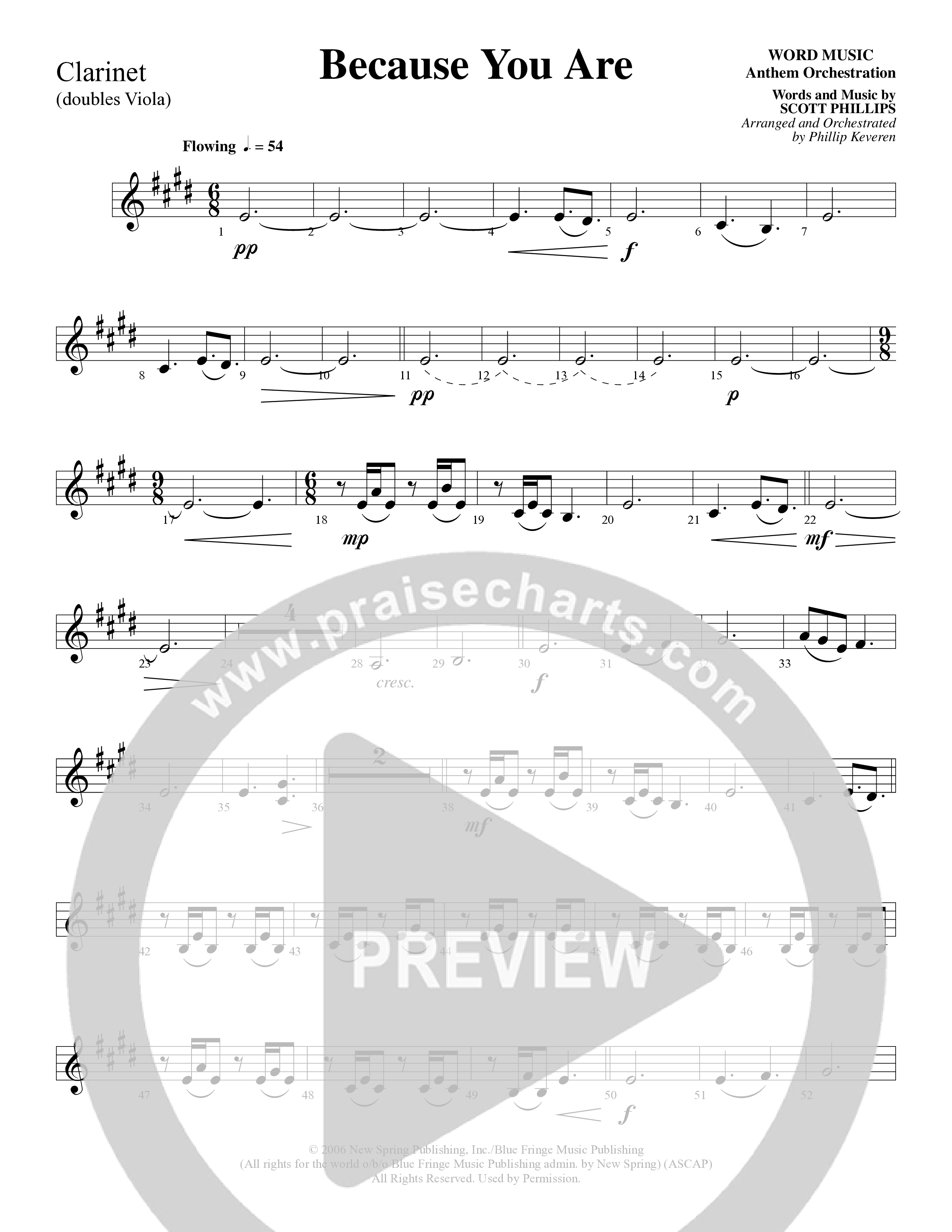 Because You Are (Choral Anthem SATB) Clarinet (Word Music Choral / Arr. Phillip Keveren)