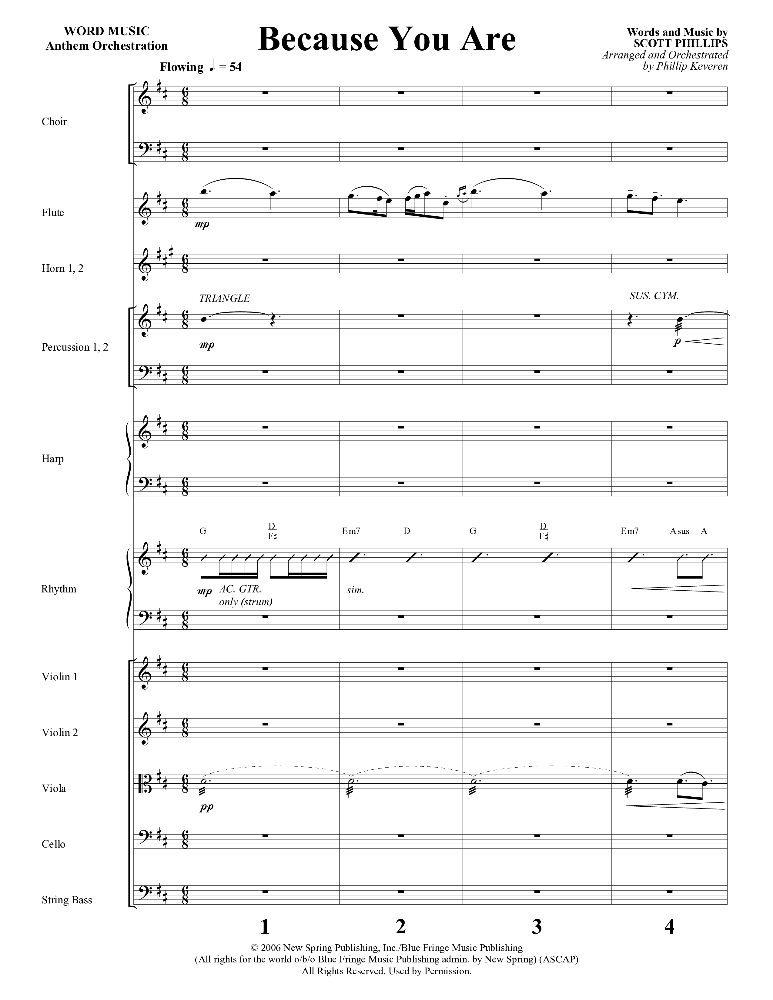 Because You Are (Choral Anthem SATB) Orchestration (Word Music Choral / Arr. Phillip Keveren)