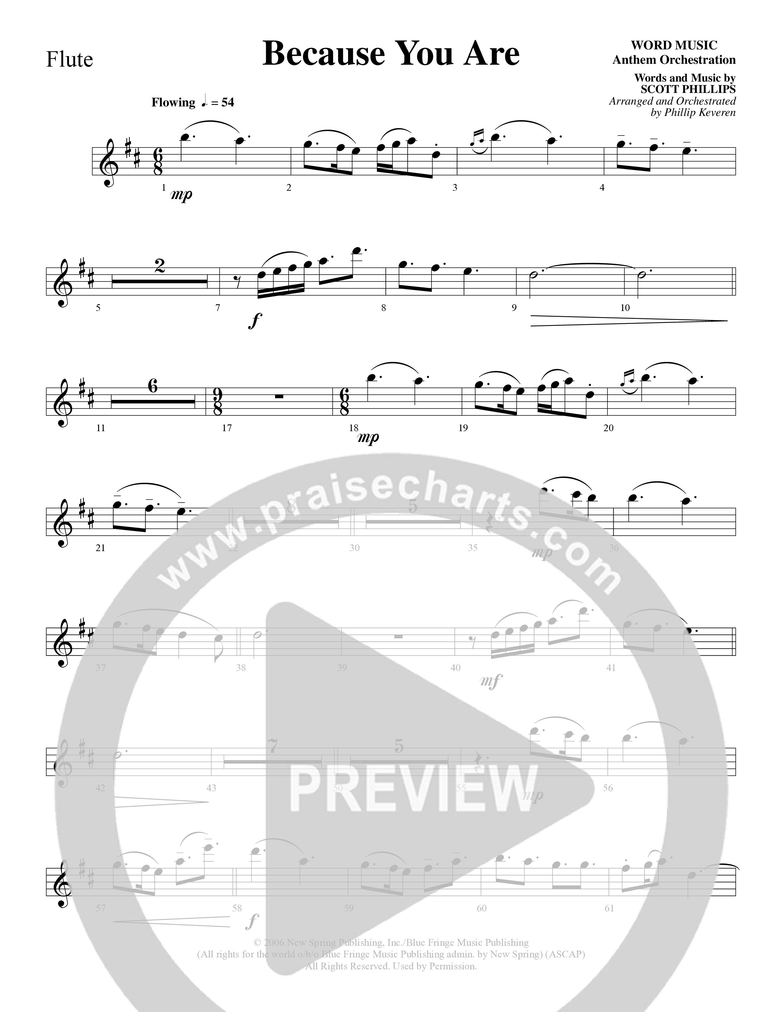 Because You Are (Choral Anthem SATB) Flute (Word Music Choral / Arr. Phillip Keveren)