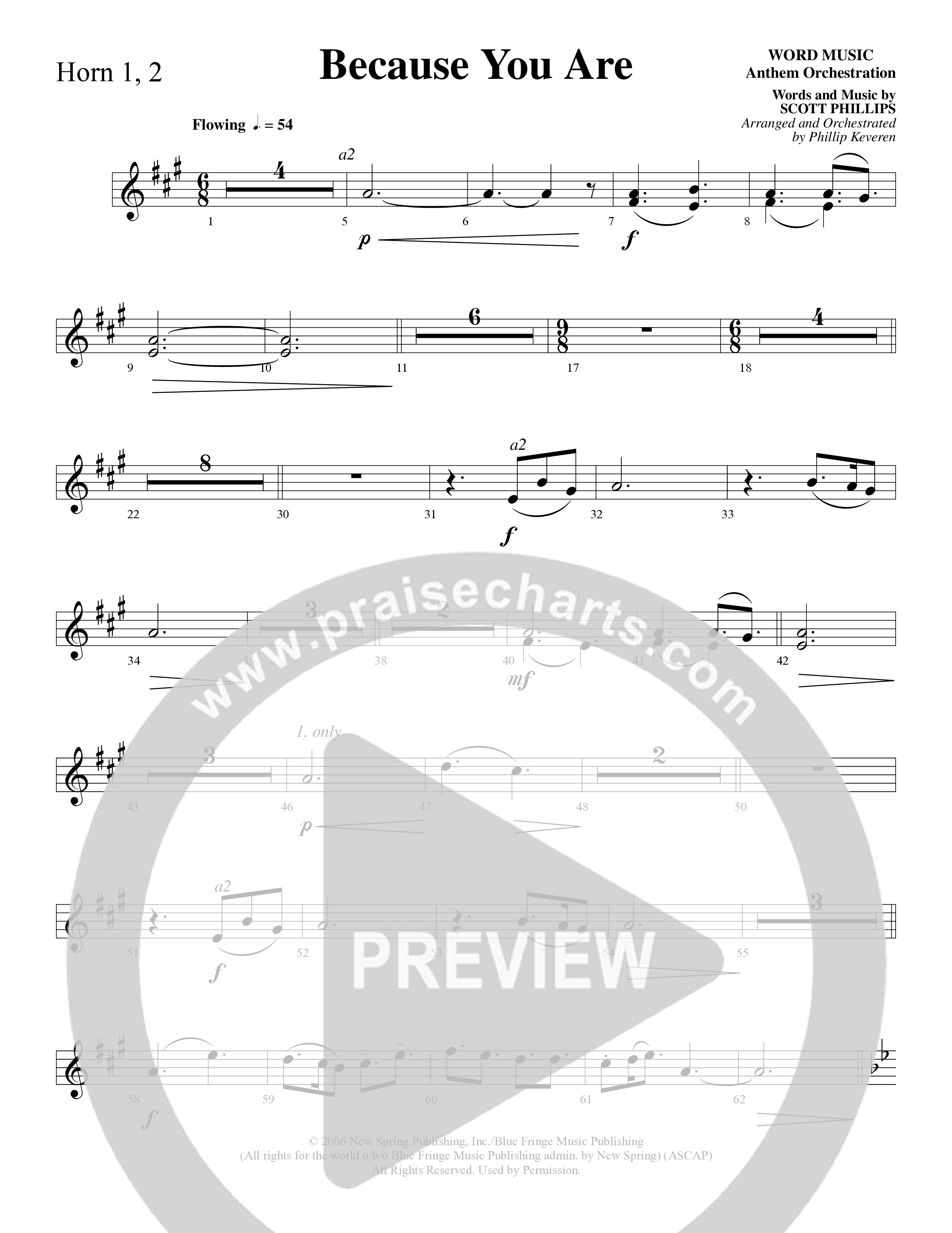 Because You Are (Choral Anthem SATB) French Horn (Word Music Choral / Arr. Phillip Keveren)
