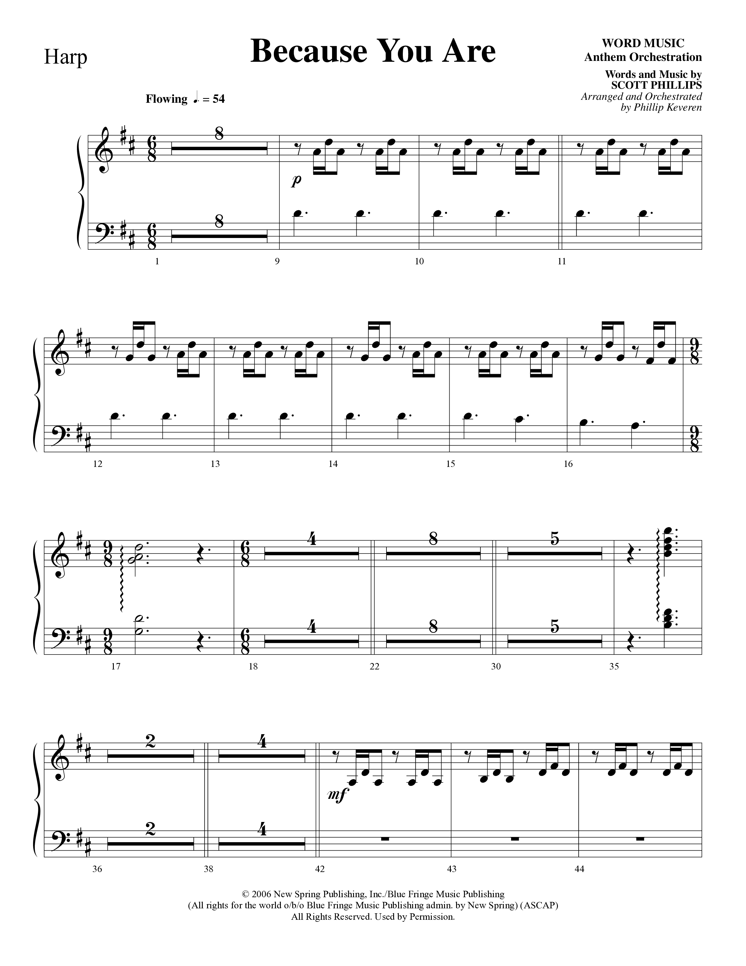 Because You Are (Choral Anthem SATB) Harp (Word Music Choral / Arr. Phillip Keveren)