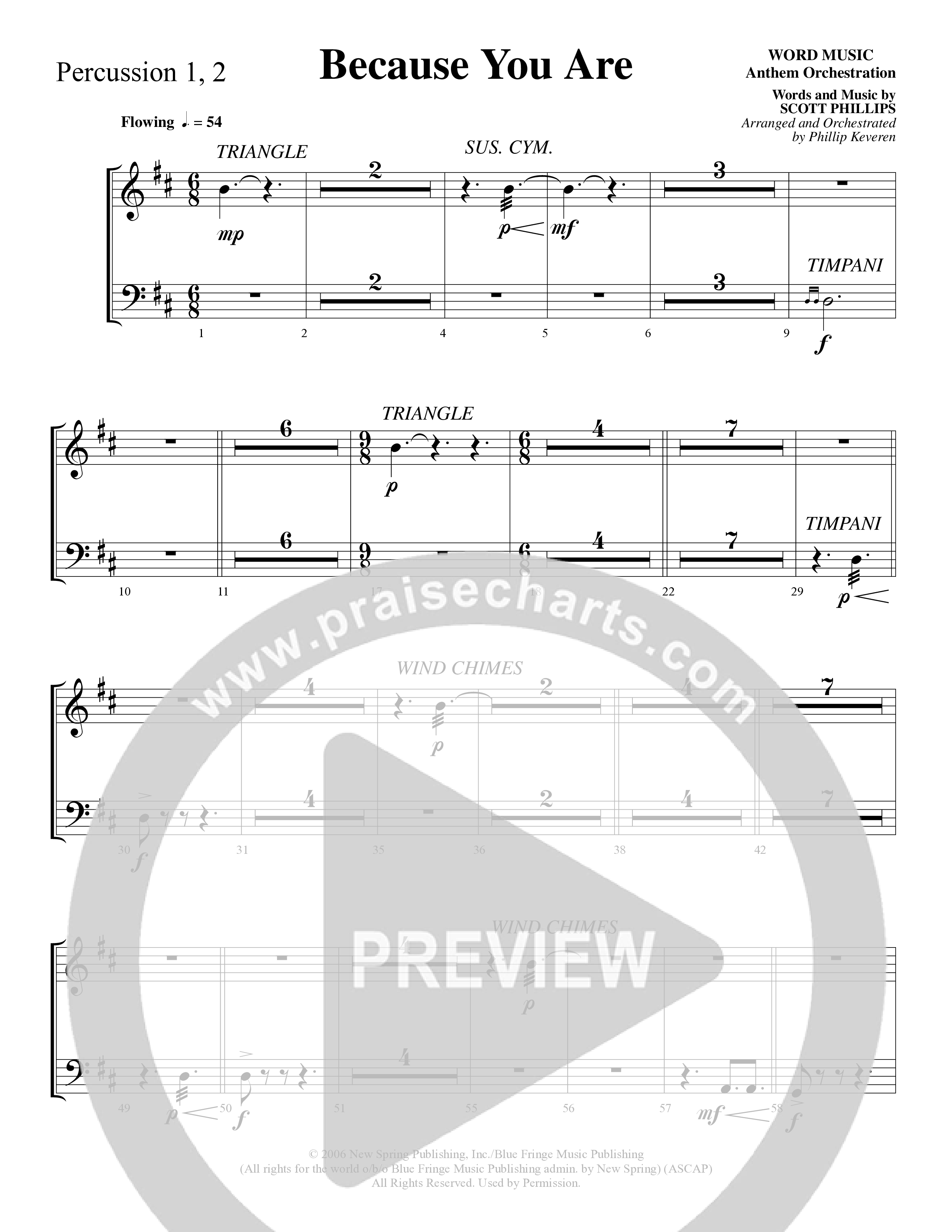 Because You Are (Choral Anthem SATB) Percussion 1/2 (Word Music Choral / Arr. Phillip Keveren)