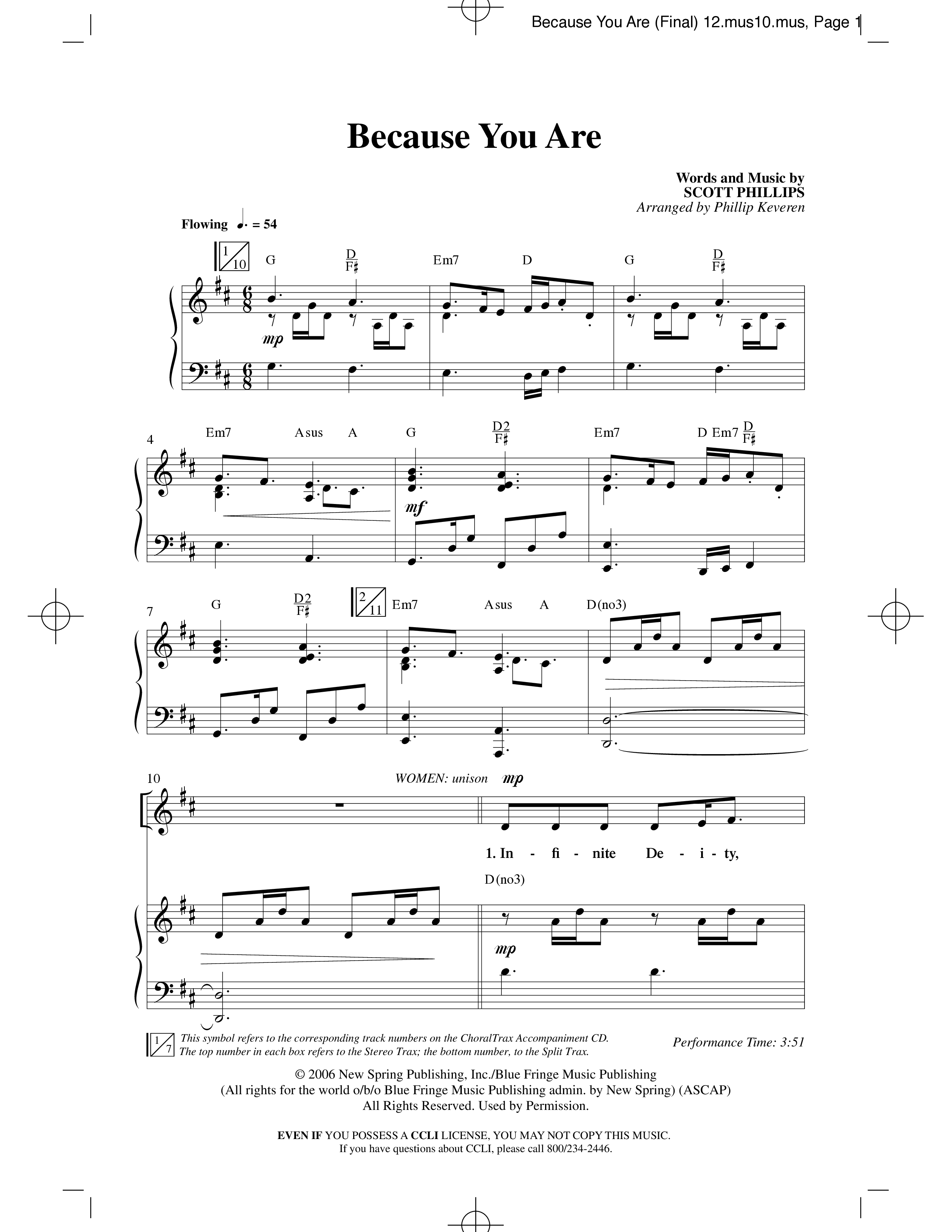 Because You Are (Choral Anthem SATB) Anthem (SATB/Piano) (Word Music Choral / Arr. Phillip Keveren)