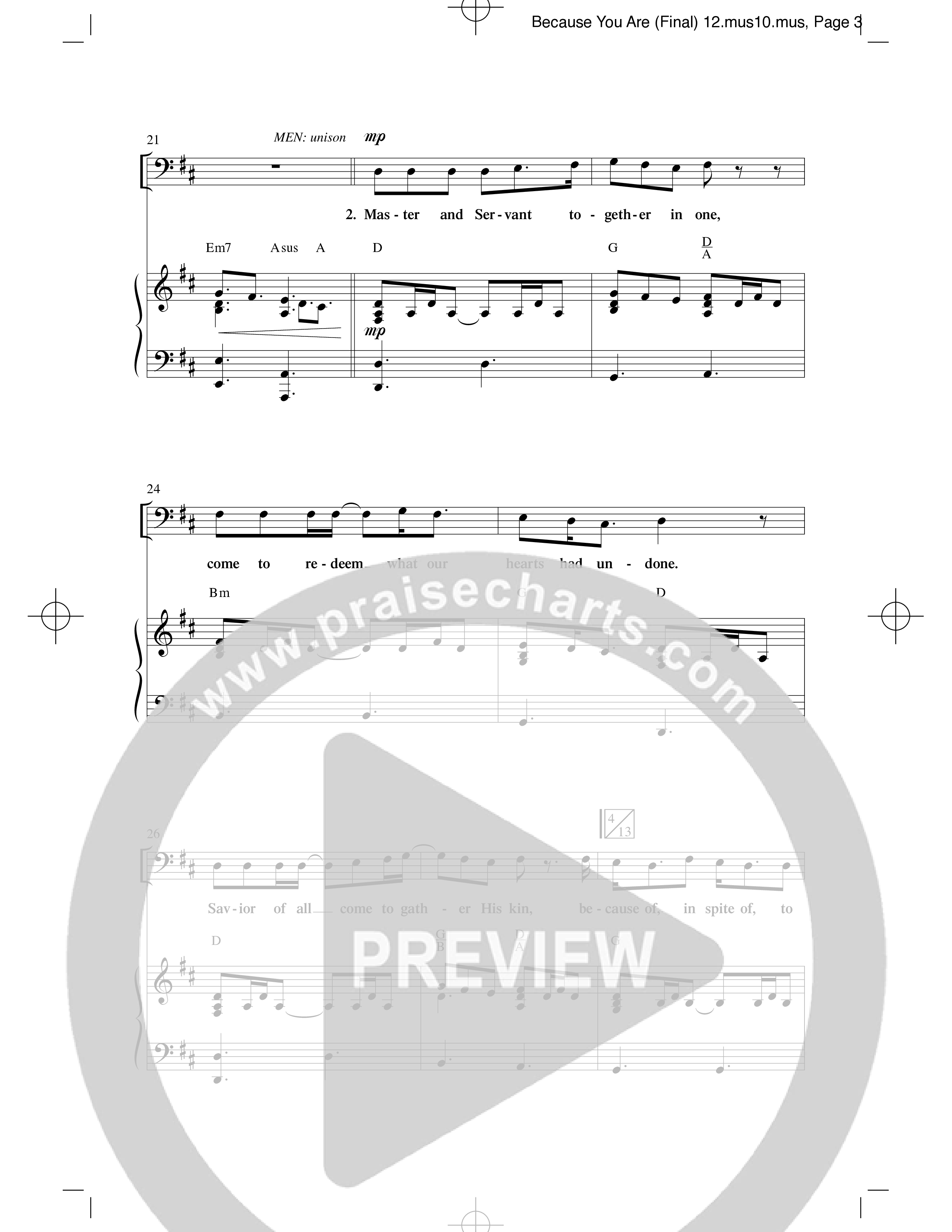 Because You Are (Choral Anthem SATB) Anthem (SATB/Piano) (Word Music Choral / Arr. Phillip Keveren)