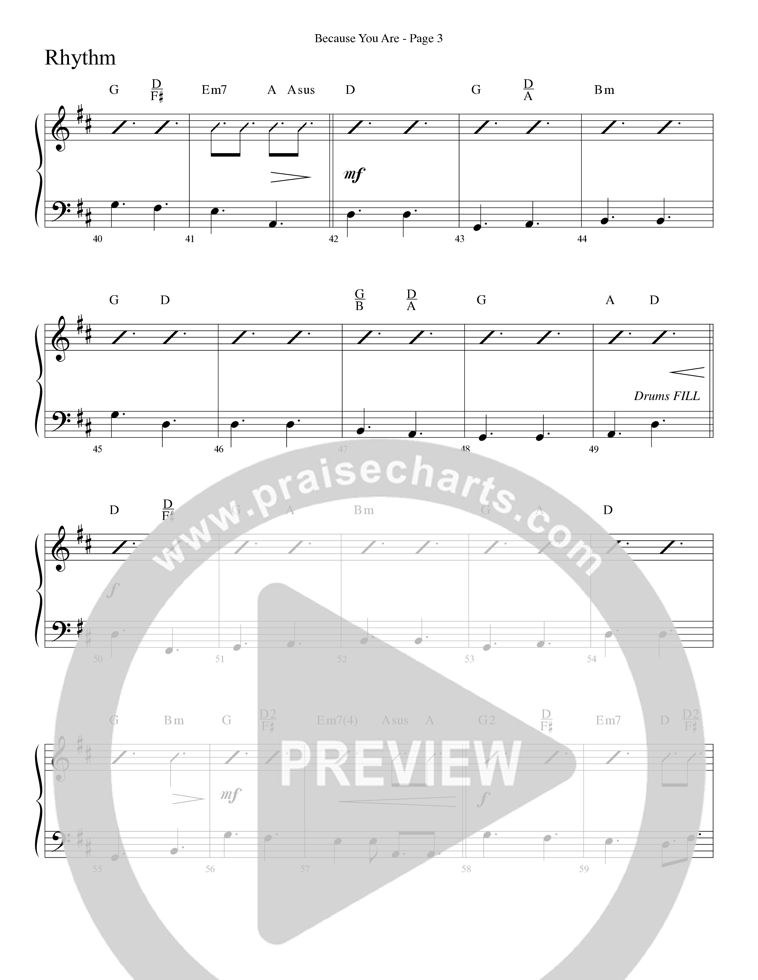 Because You Are (Choral Anthem SATB) Rhythm Chart (Word Music Choral / Arr. Phillip Keveren)