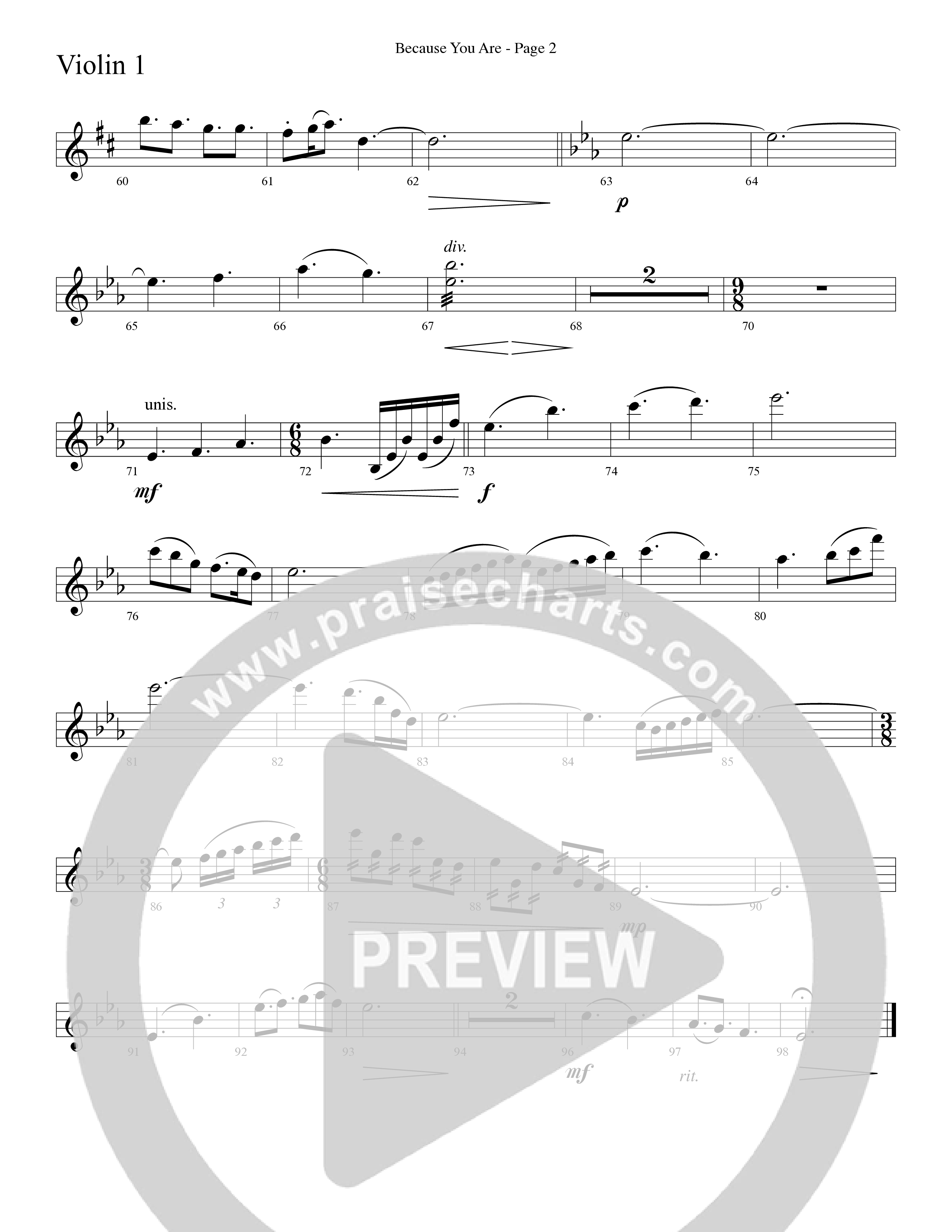 Because You Are (Choral Anthem SATB) Violin 1/2 (Word Music Choral / Arr. Phillip Keveren)