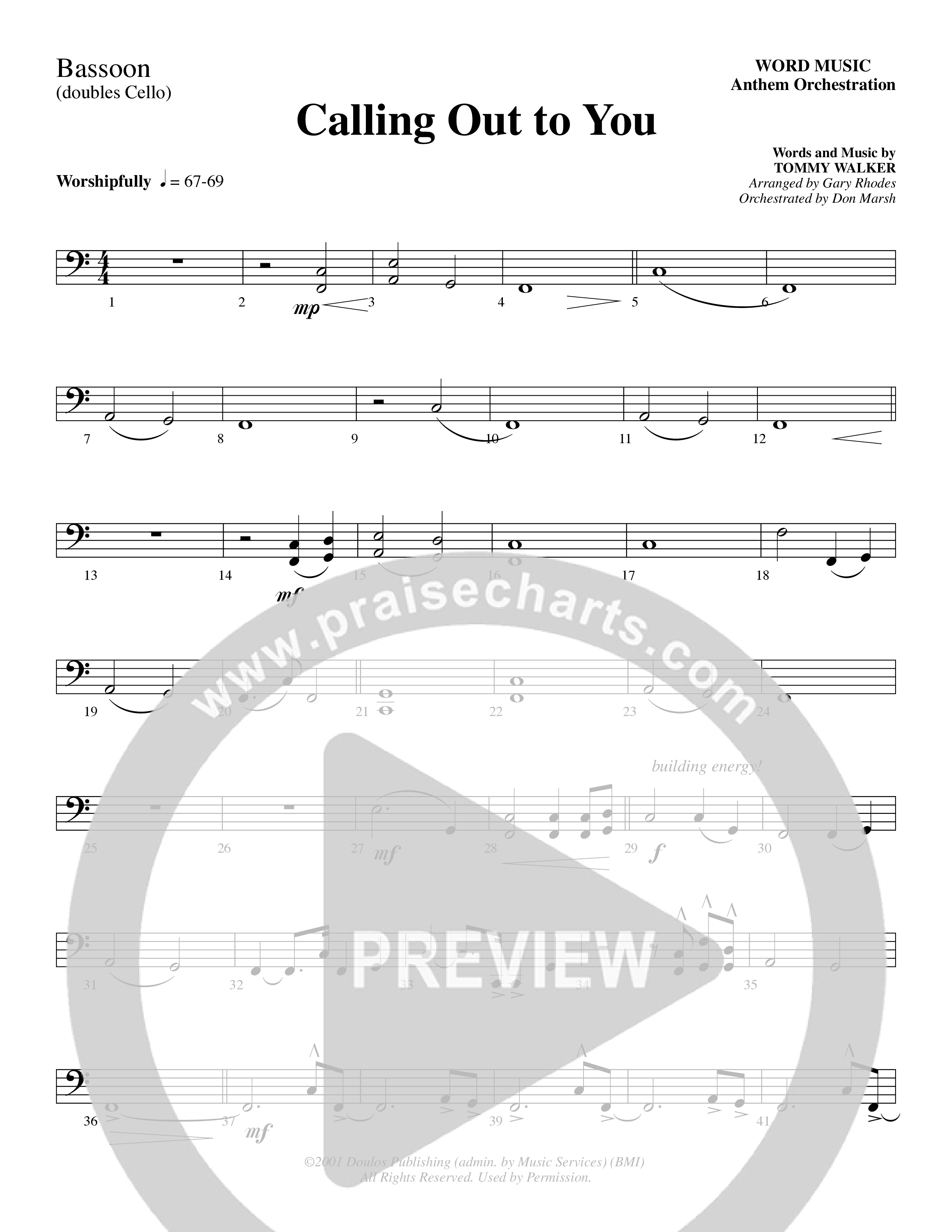Calling Out To You (Choral Anthem SATB) Bassoon (Word Music Choral / Arr. Gary Rhodes)