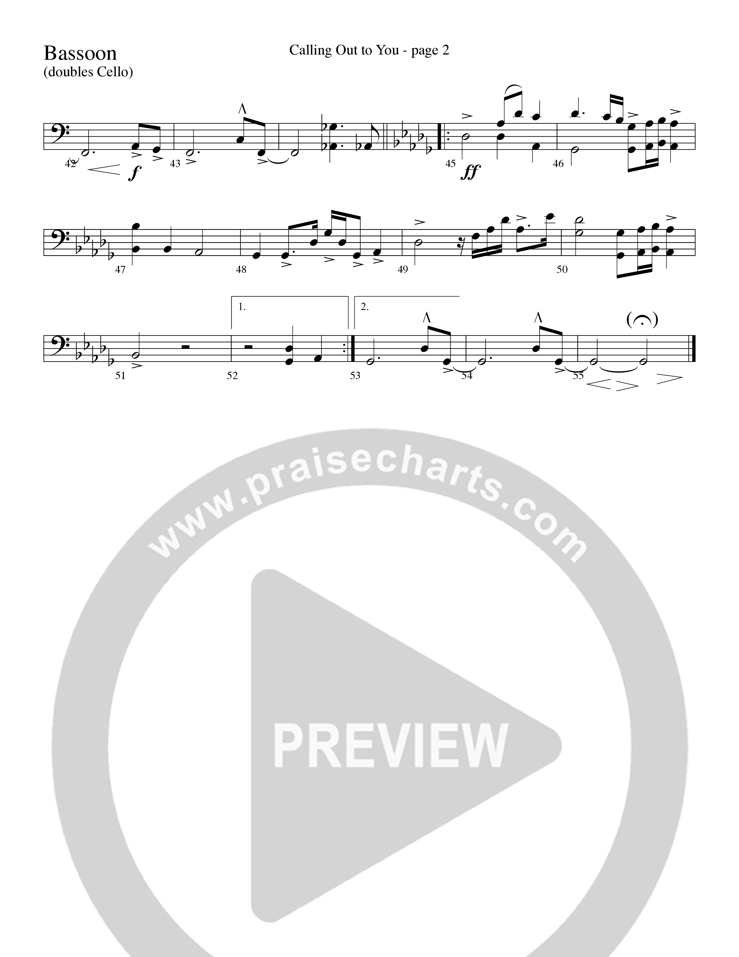 Calling Out To You (Choral Anthem SATB) Bassoon (Word Music Choral / Arr. Gary Rhodes)