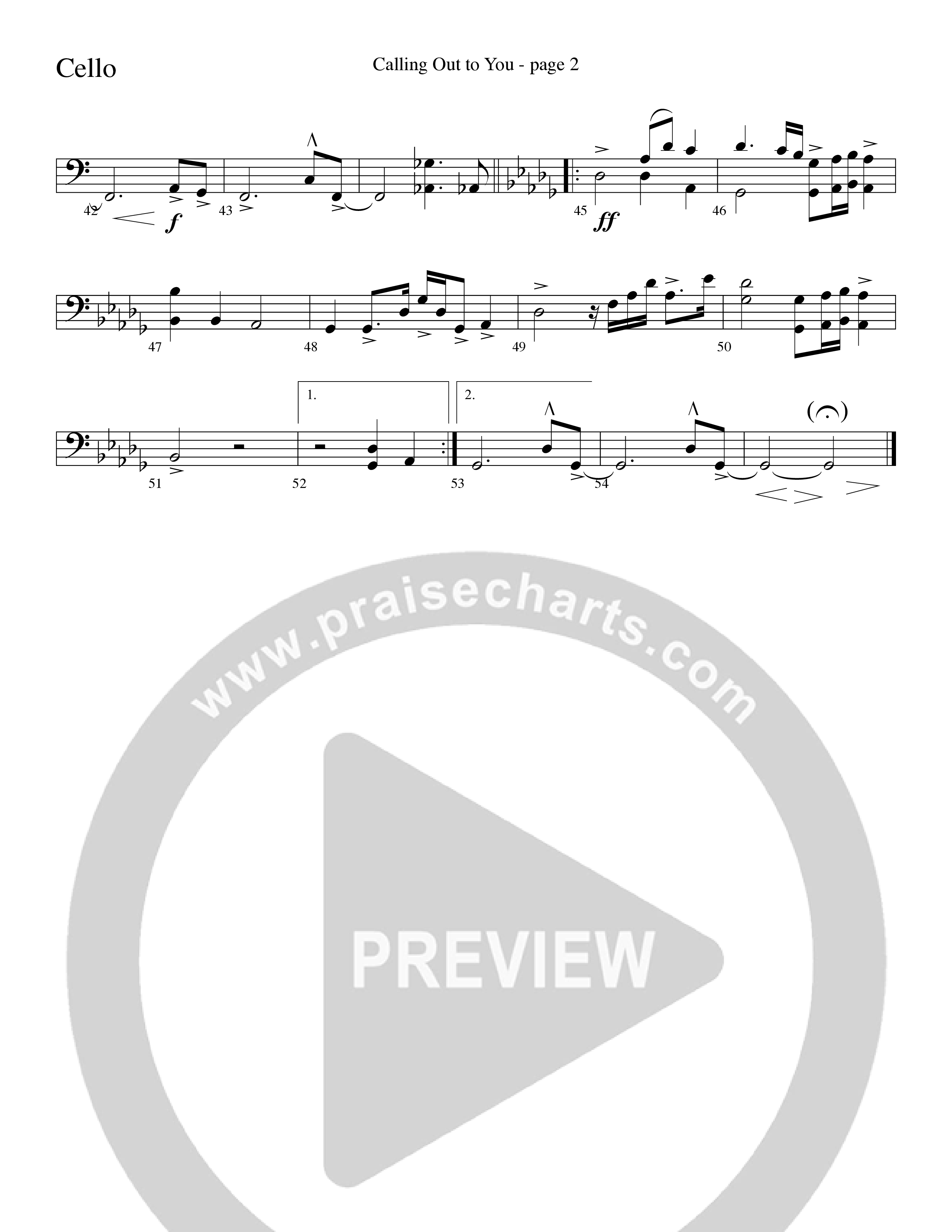 Calling Out To You (Choral Anthem SATB) Cello (Word Music Choral / Arr. Gary Rhodes)