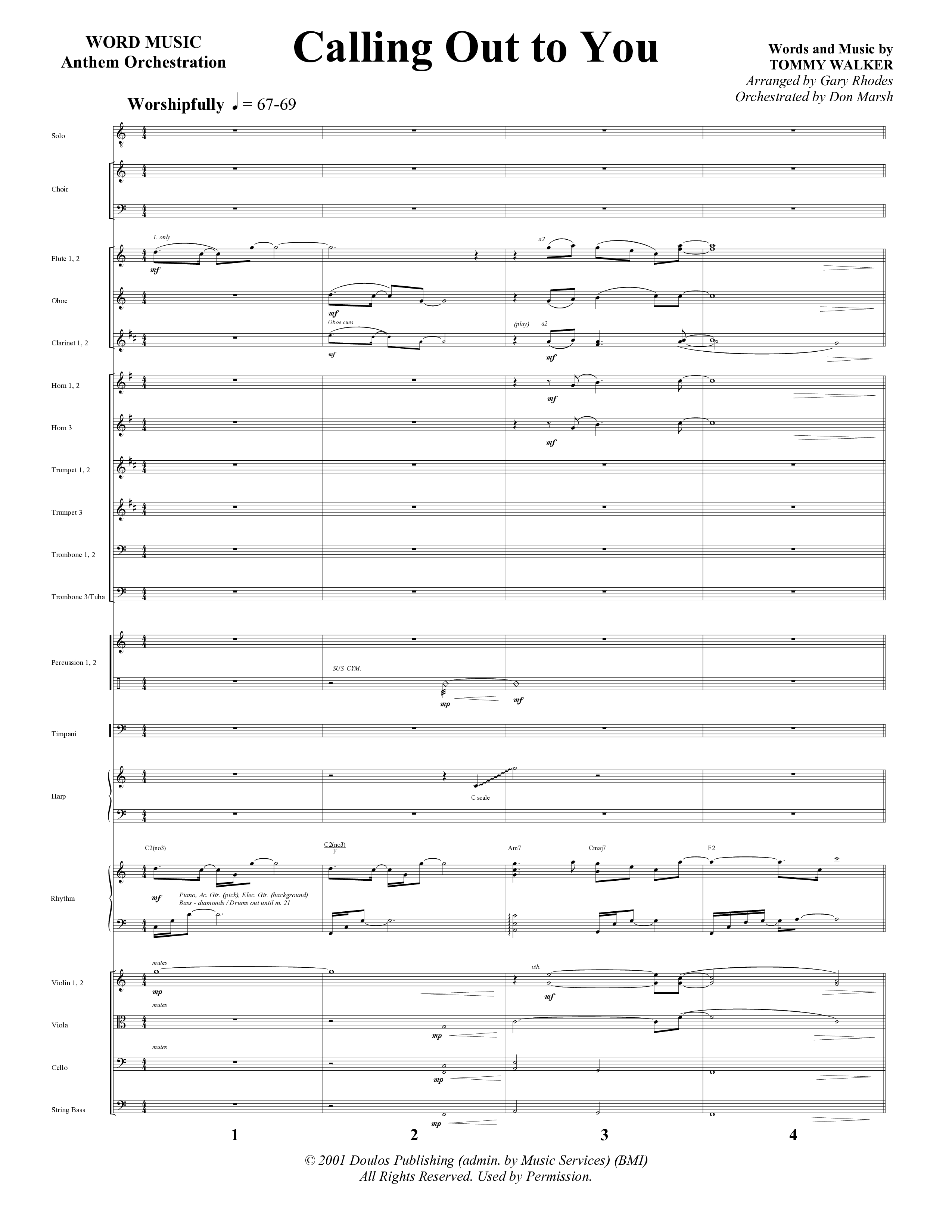 Calling Out To You (Choral Anthem SATB) Orchestration (Word Music Choral / Arr. Gary Rhodes)