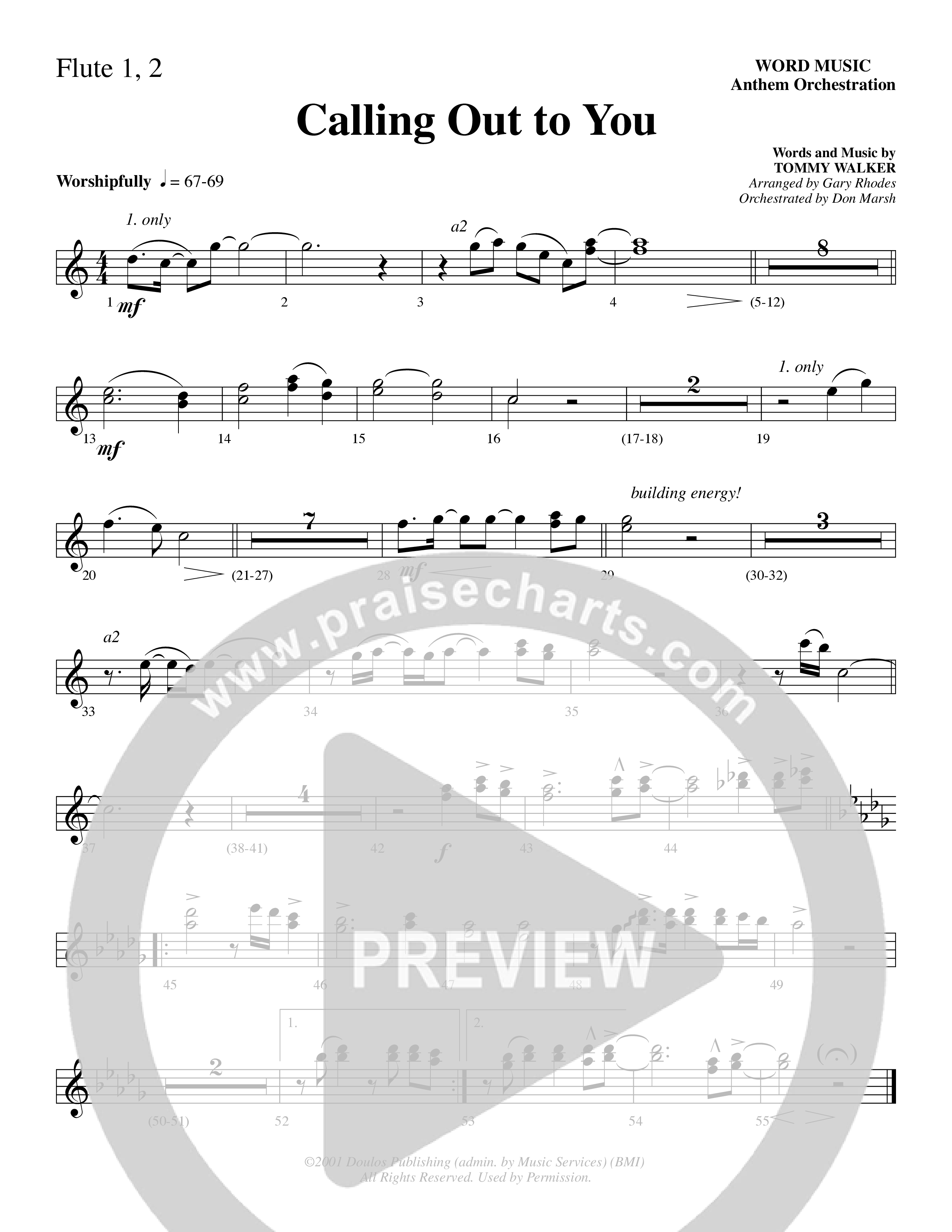 Calling Out To You (Choral Anthem SATB) Flute 1/2 (Word Music Choral / Arr. Gary Rhodes)